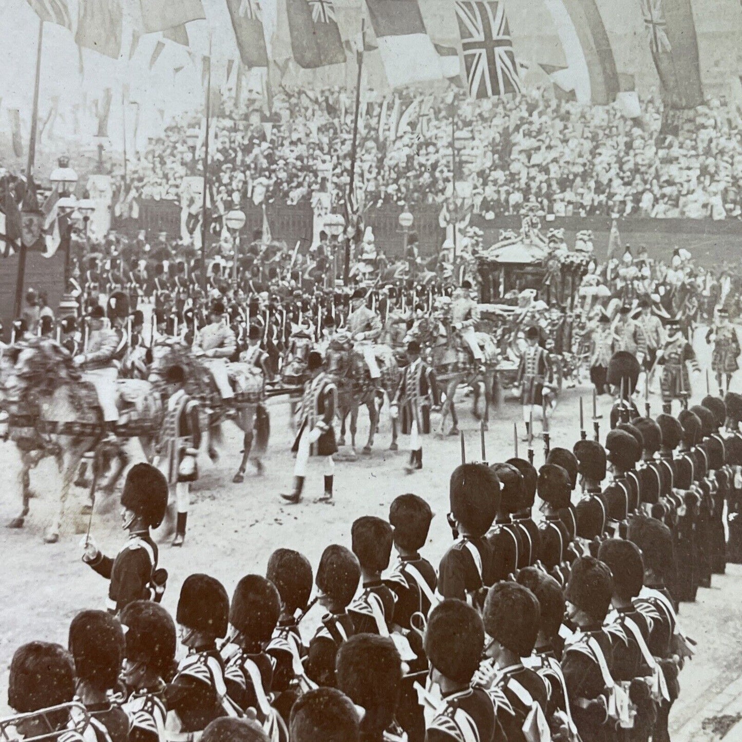 Antique 1902 Coronation Of King Edward VII England Stereoview Photo Card P3891