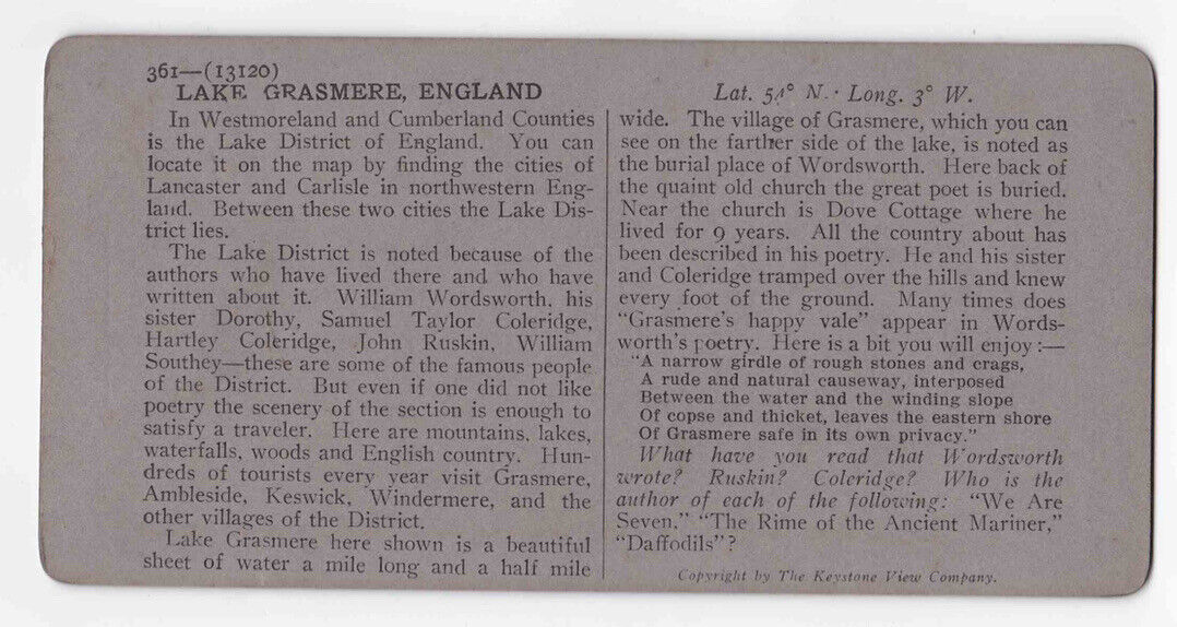 Antique 1903 Lake Grasmere The Village From The Red Bank England Photo Card P031