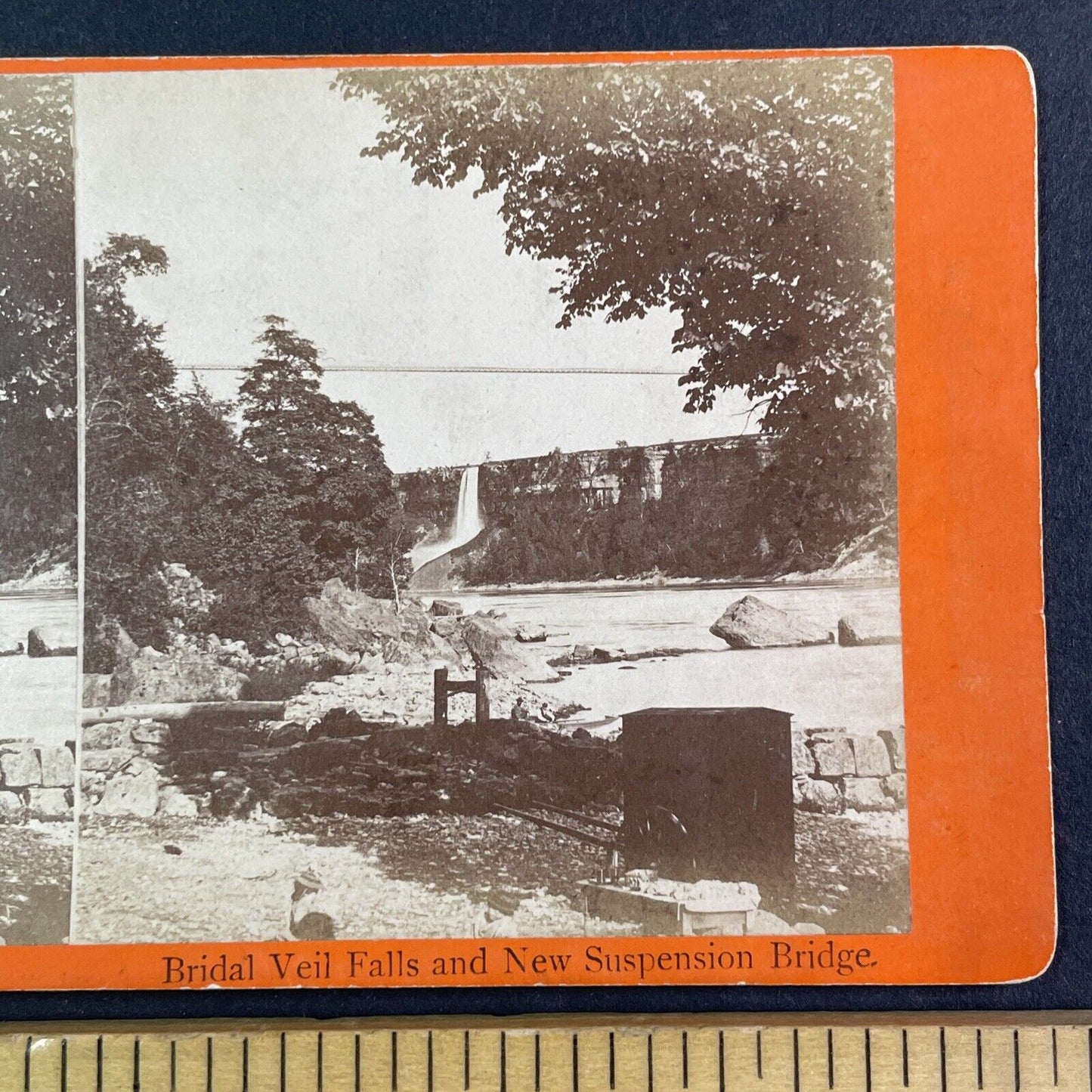 Bridal Veil Falls before the Power Plant Stereoview J.G. Parks c1870 Y2843