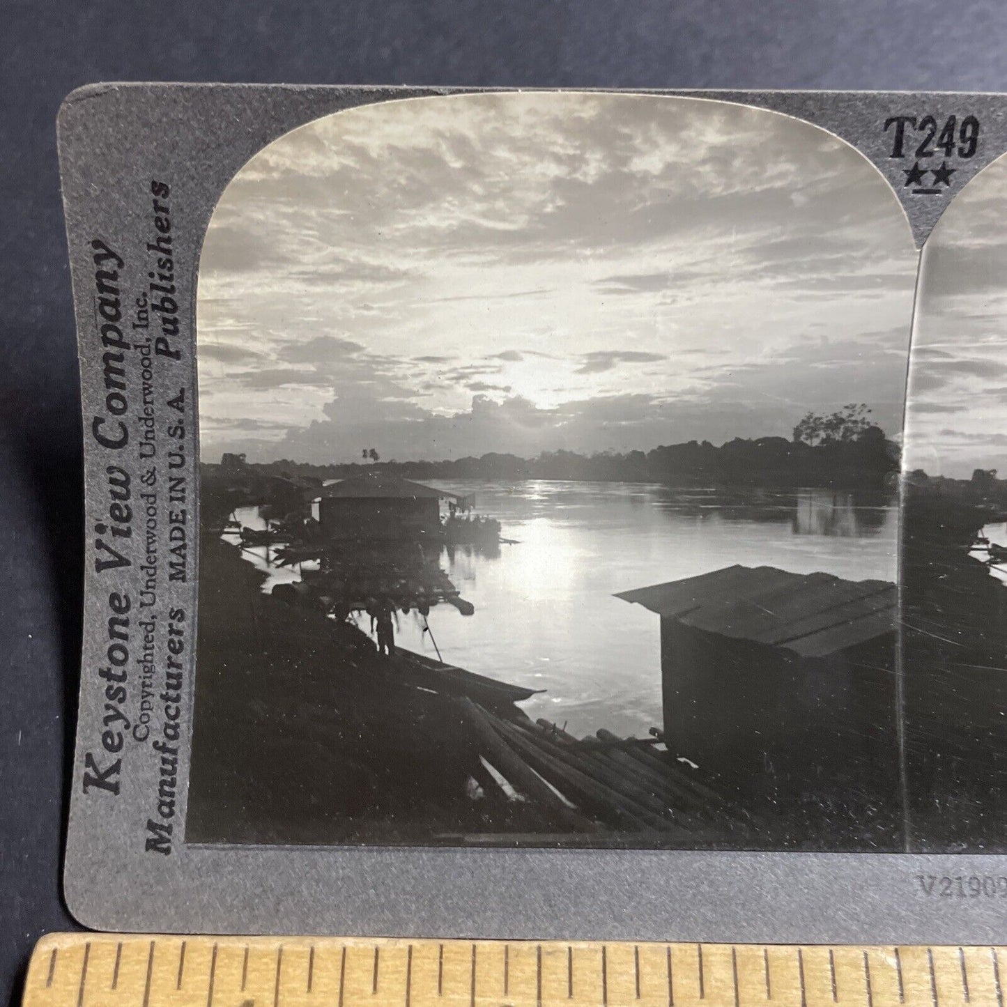 Antique 1920s Babahoyo Ecuador Sunset Town View Stereoview Photo Card P5214