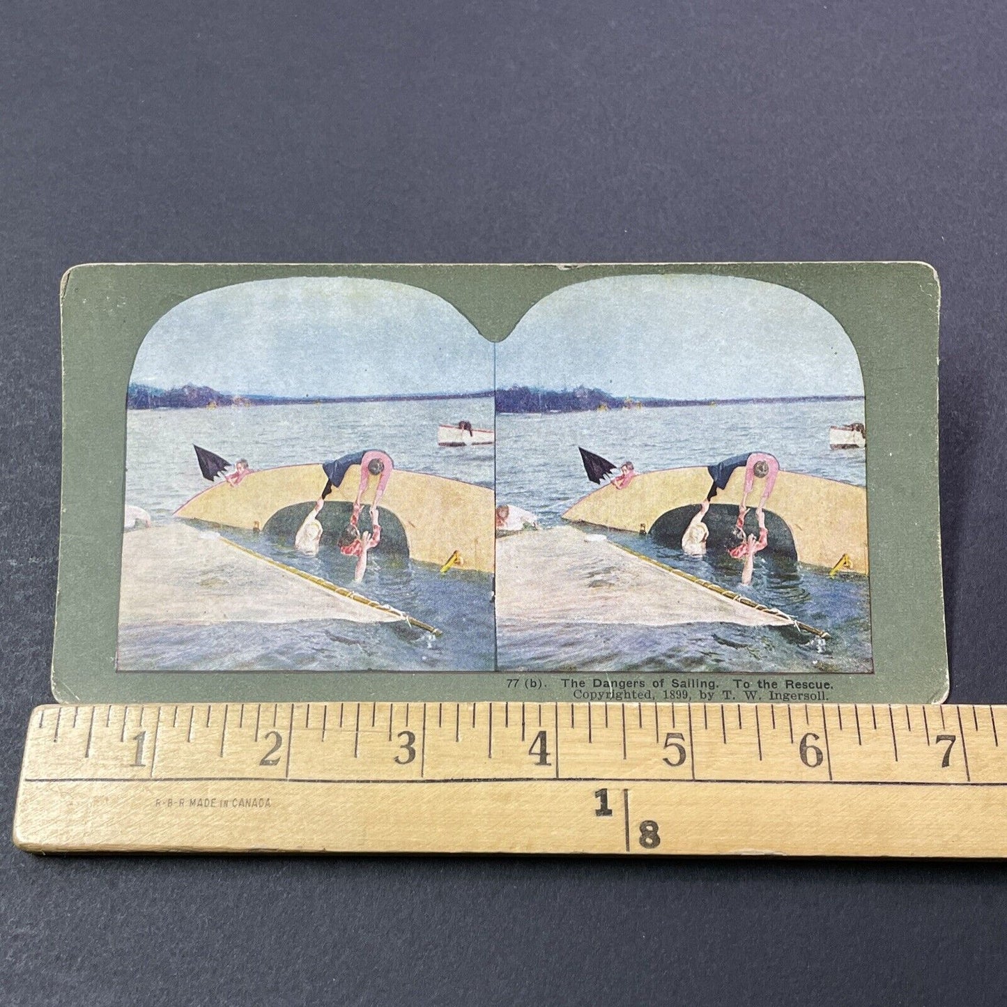 Antique 1899 Sailing Accident Aldershot Ontario Stereoview Photo Card V3340