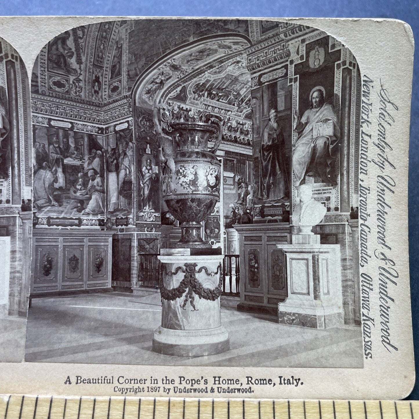 Antique 1897 Popes Reception Room Rome Italy Vatican Stereoview Photo Card P2396