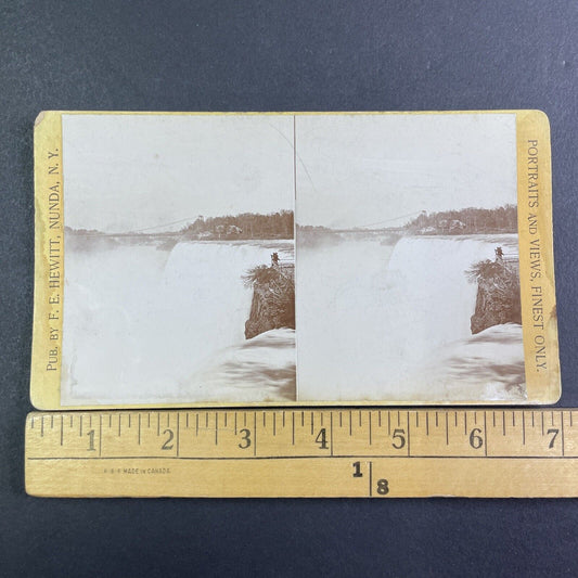 Niagara Falls and Suspension Bridge Stereoview F.E. Hewitt Antique c1870s Y1048