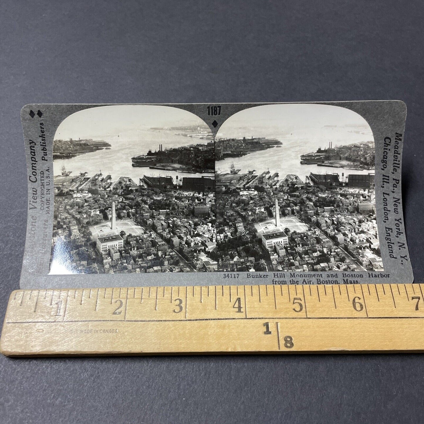 Antique 1920s Boston Massachusetts Aerial View Stereoview Photo Card V2633