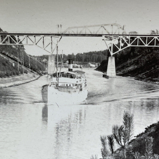 Antique 1919 Sodertalje Canal Railway Bridge Stereoview Photo Card P1945