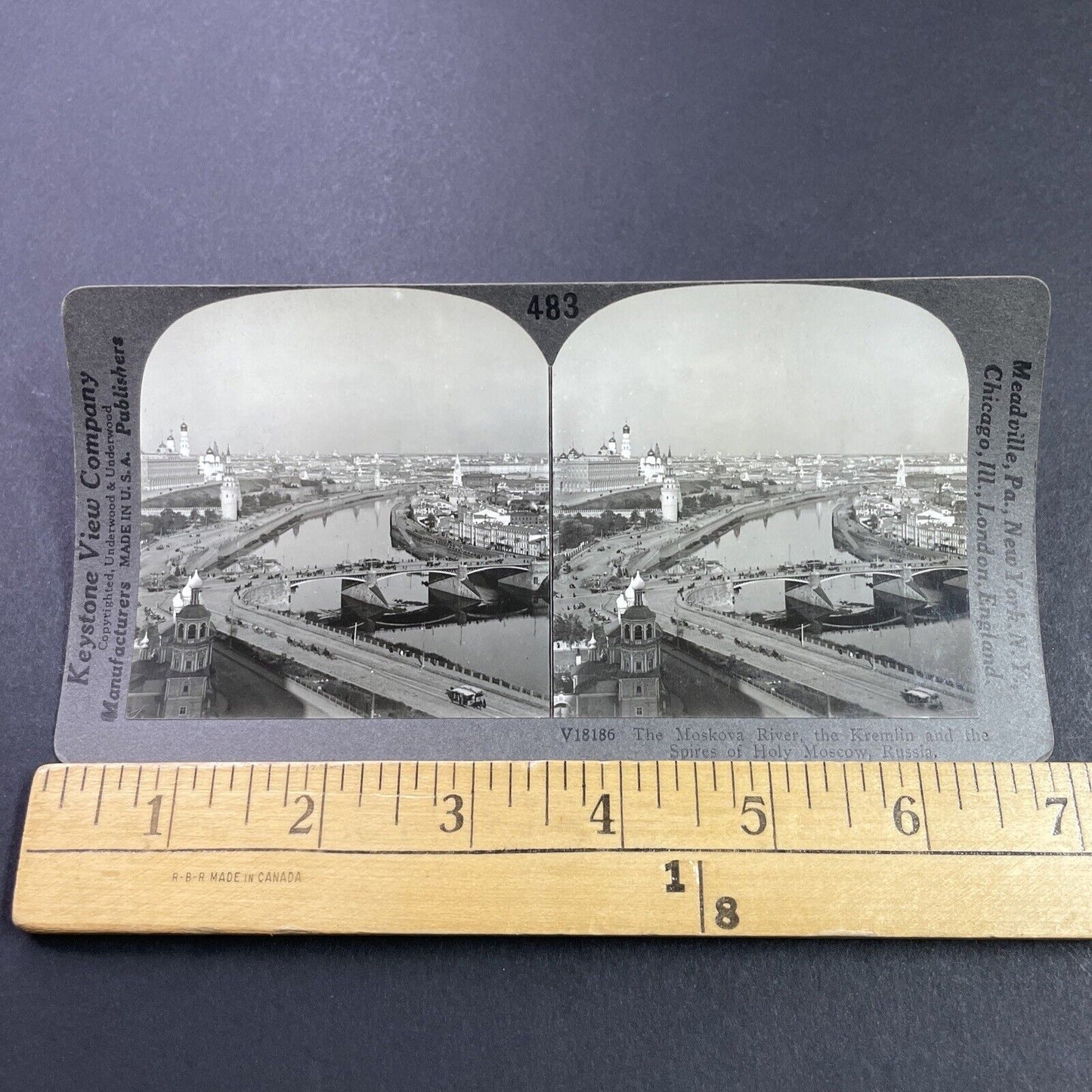 Antique 1910s The Kremlin Moscow Russia City View Stereoview Photo Card P3745