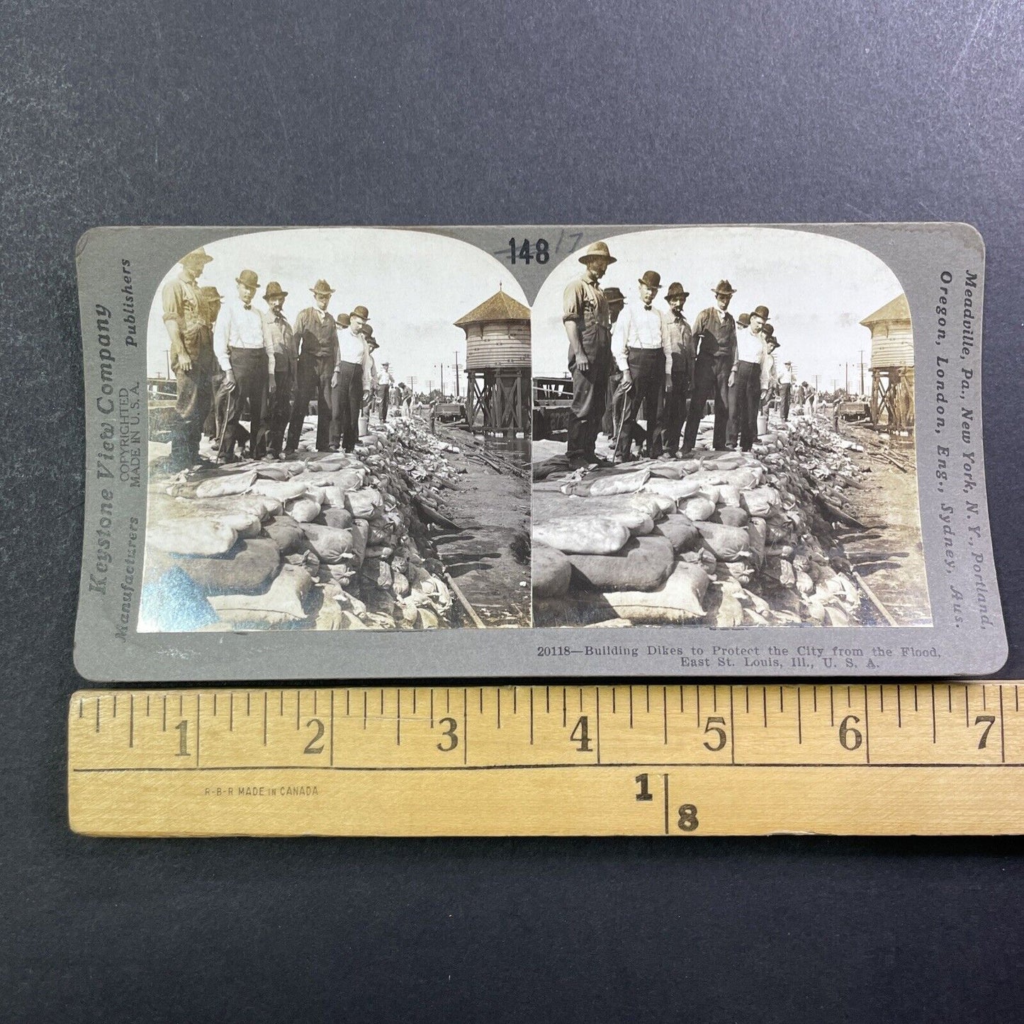 Mississippi River Flood Disaster Stereoview St. Louis MO Antique c1906 X4227