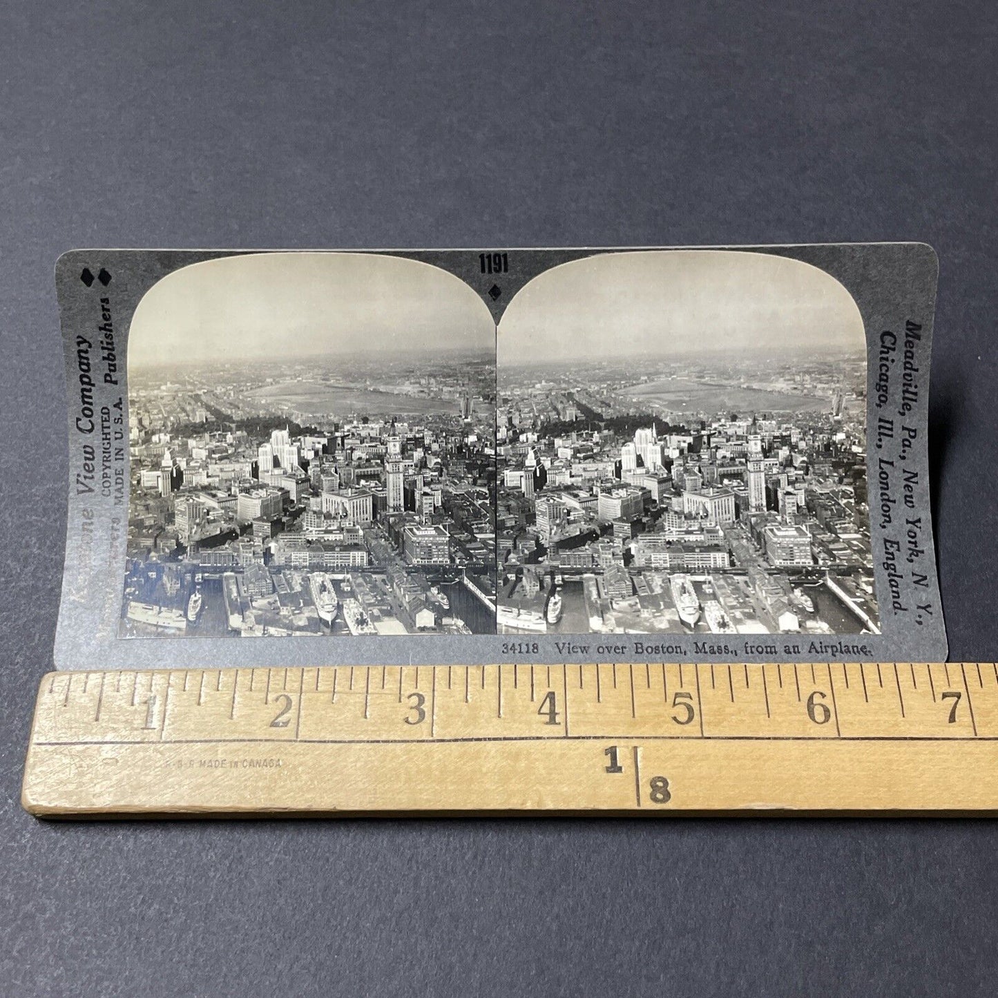 Antique 1920s Boston Massachusetts Downtown Stereoview Photo Card V2637