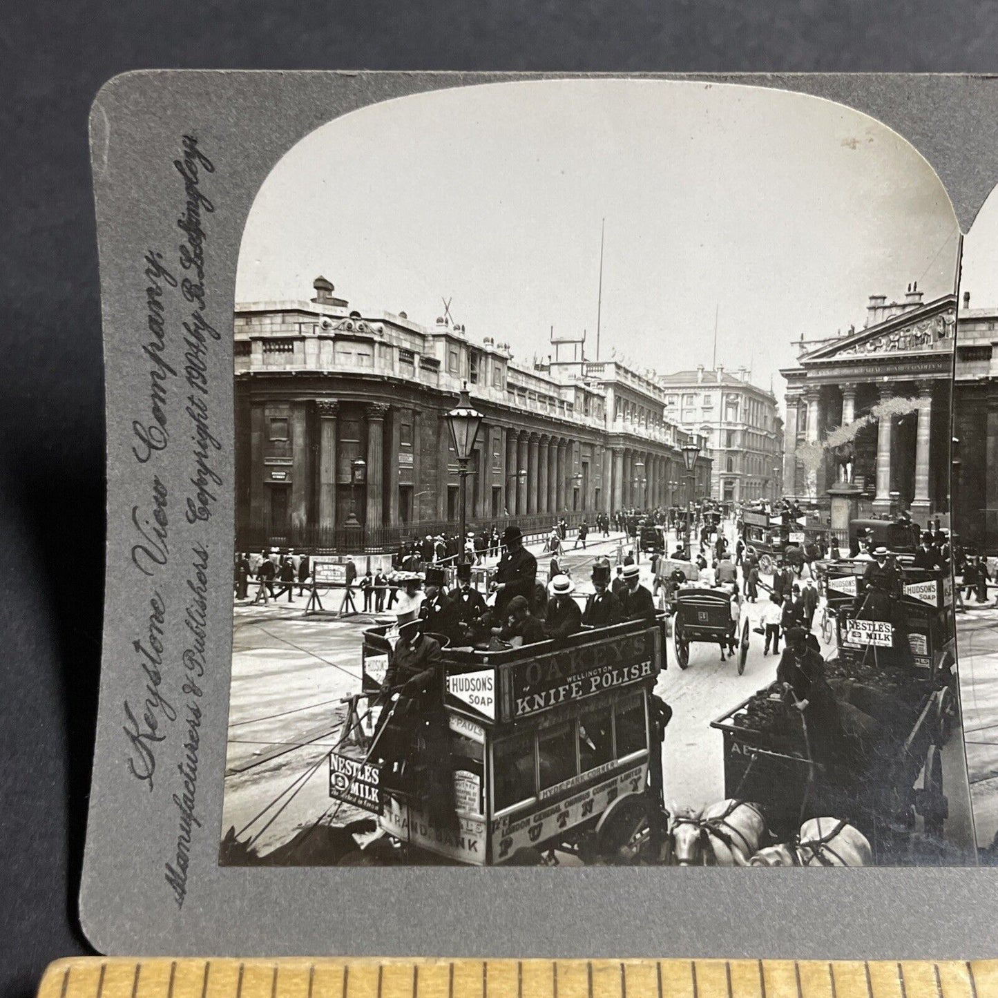 Antique 1904 The Bank Of England Central Bank London Stereoview Photo Card P4553