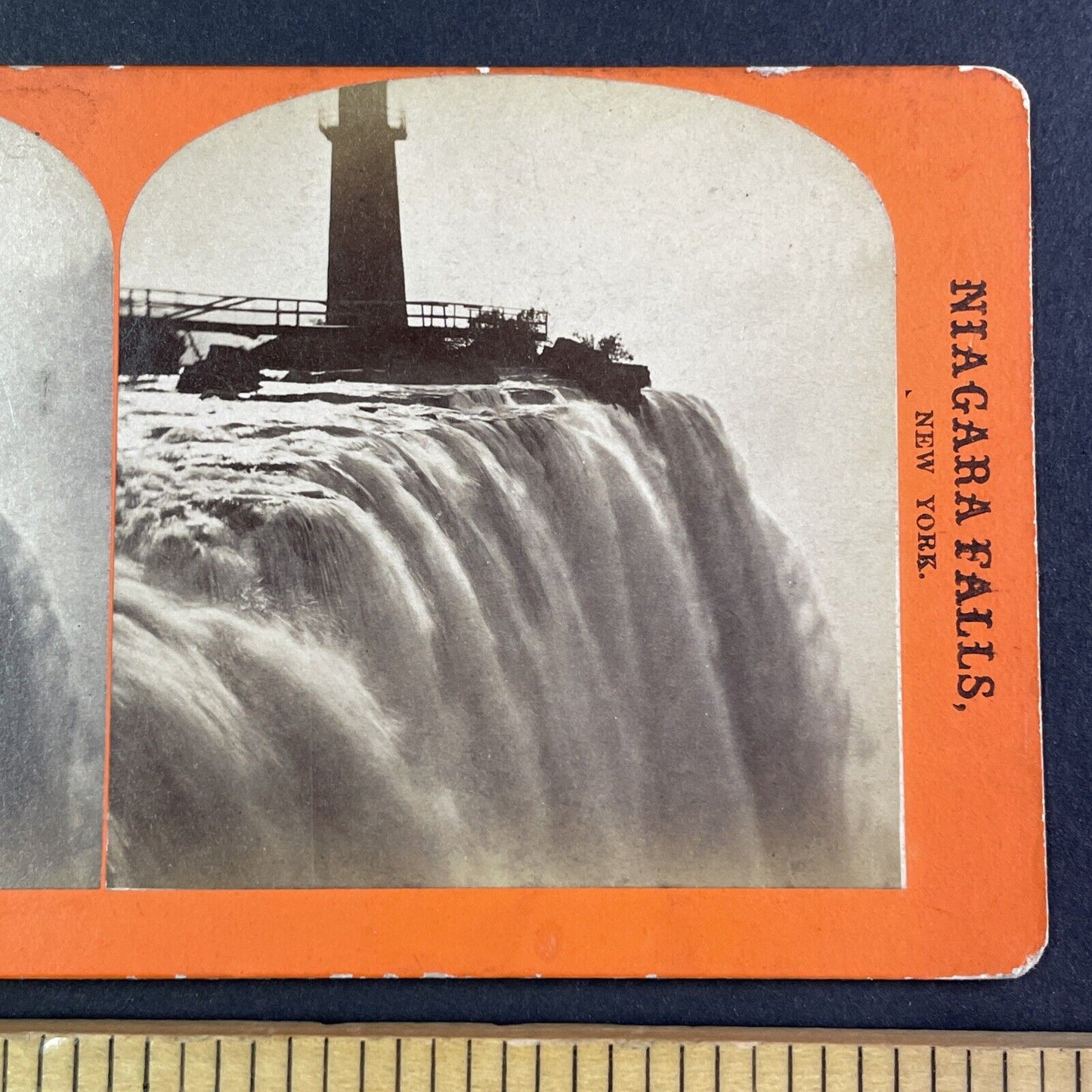 Terrapin Tower on Goat Island Niagara Falls Stereoview George Barker c1870 Y2537