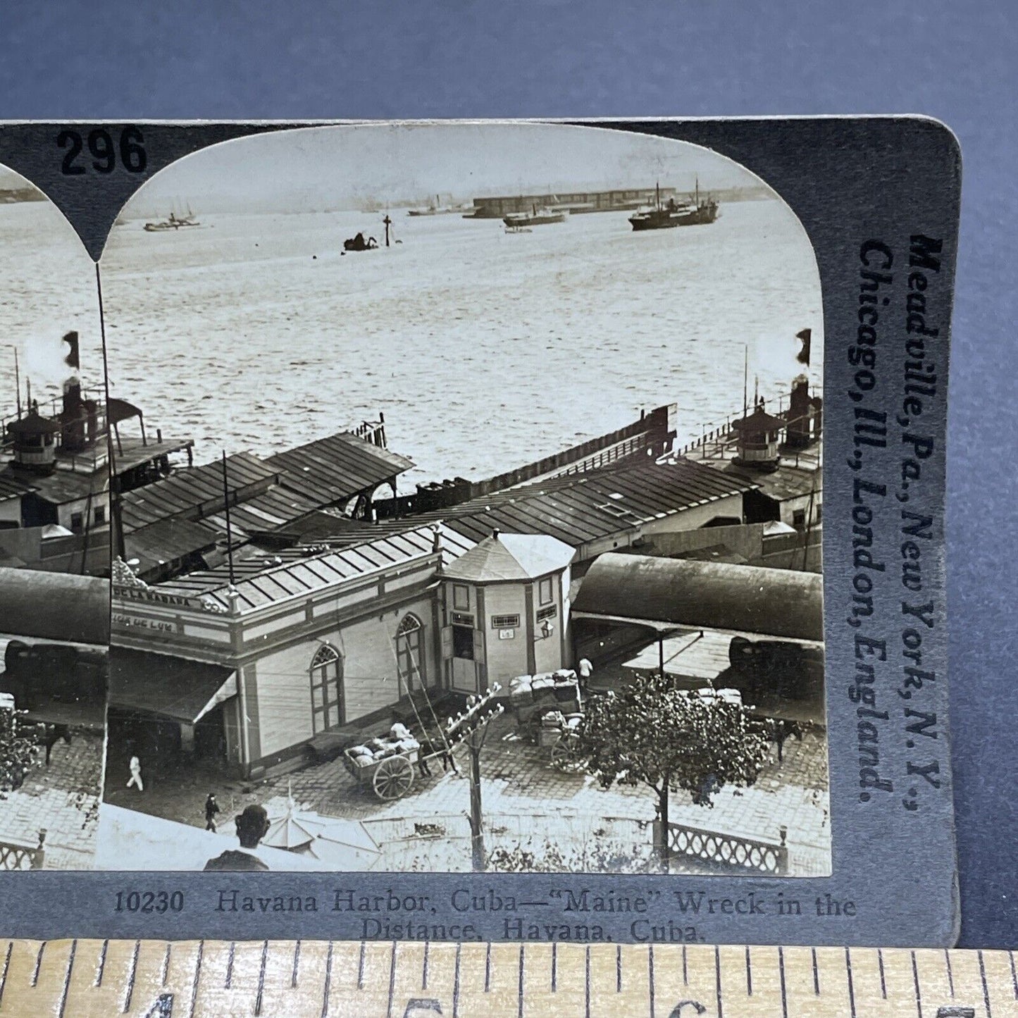 Antique 1911 USS Battleship Maine Sunk In Havana Cuba Stereoview Photo Card 2065