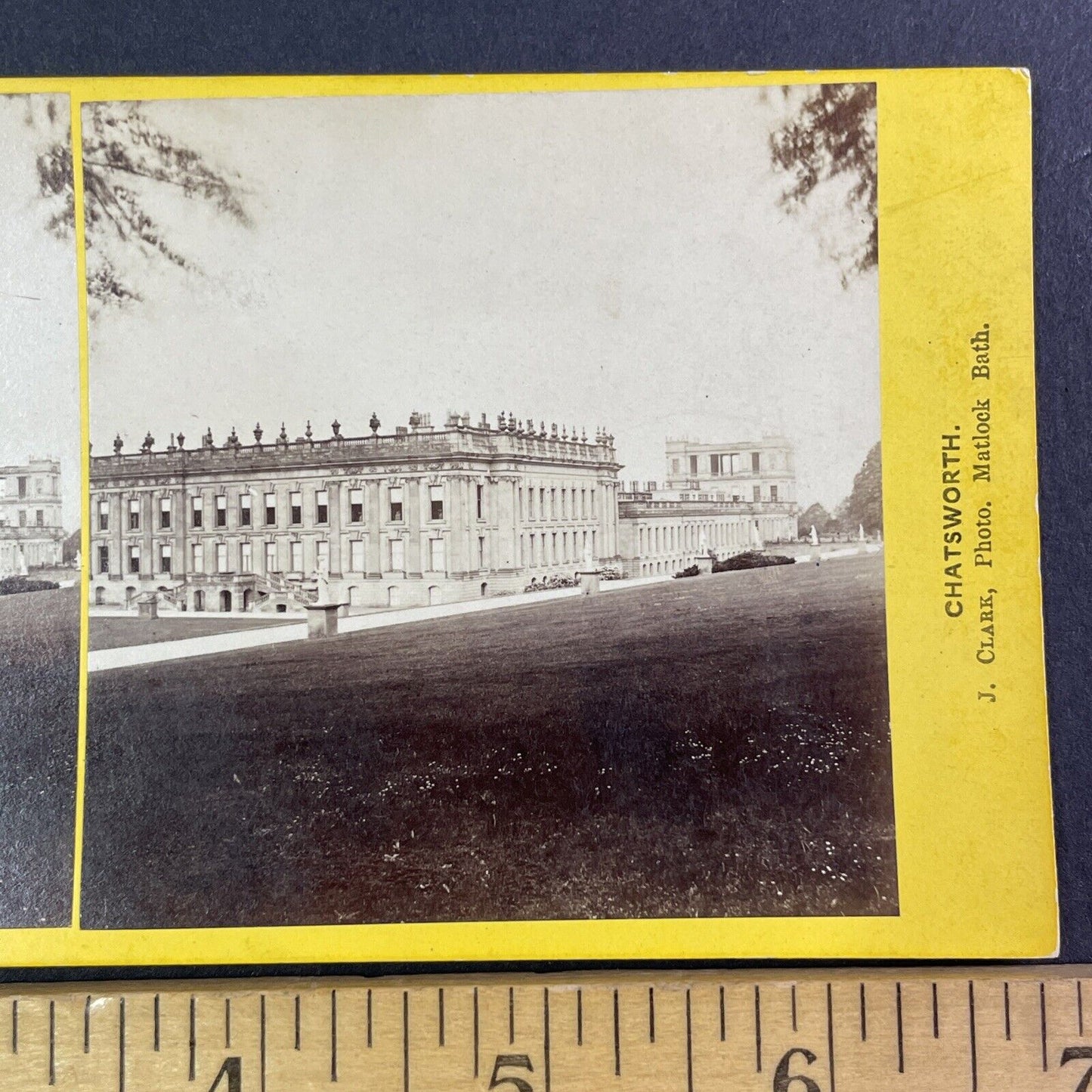 Chatsworth House Mansion Stereoview James Clark Antique c1860s Y1421