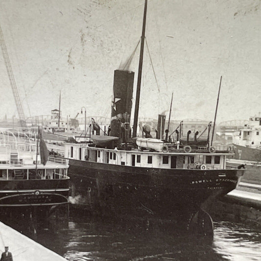 Antique 1916 Powell Stackhouse Freighter Ship Panama Stereoview Photo Card P2423