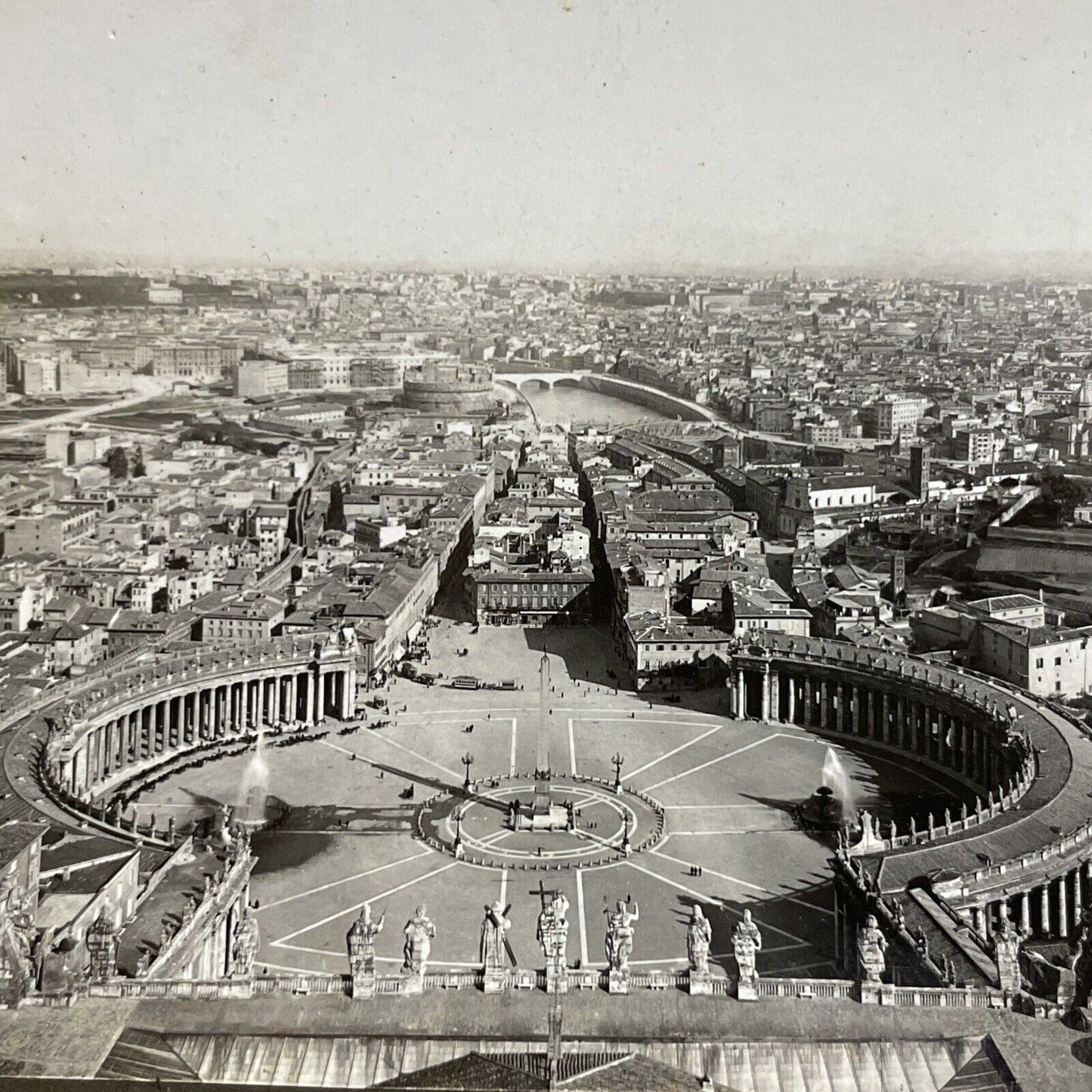 Antique 1901 The Main Street In Rome Italy Stereoview Photo Card P5033