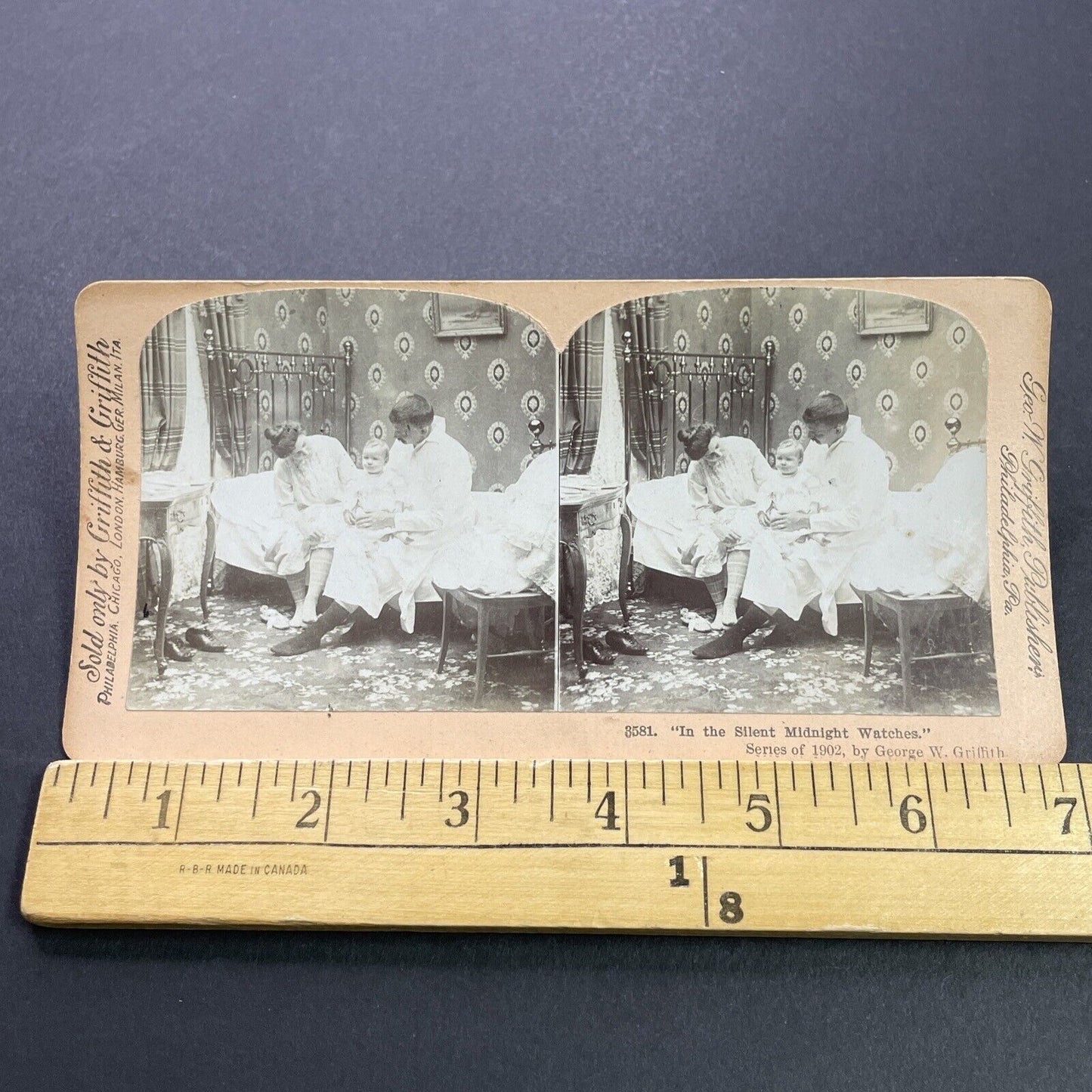 Antique 1902 Sleepless Baby In Middle Of The Night Stereoview Photo Card P3541