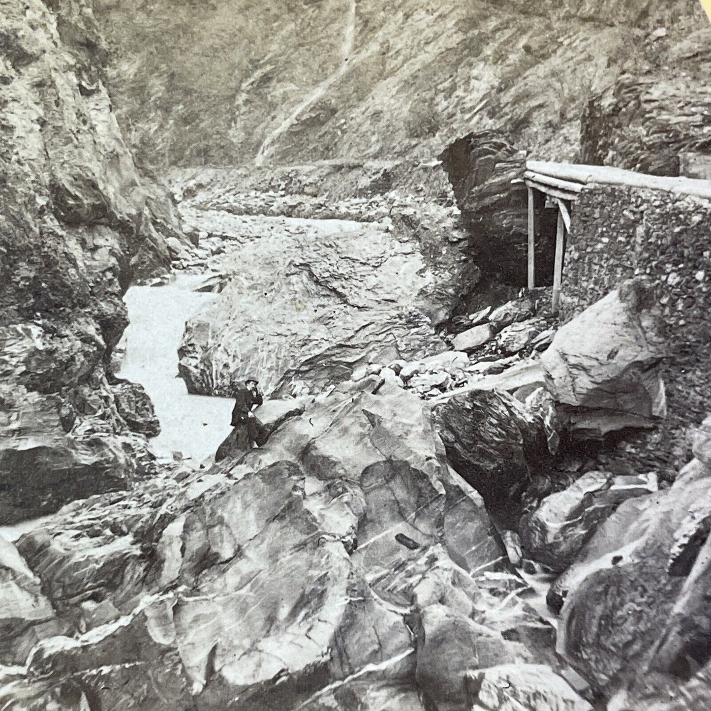 Mine Shaft in Lochezen Switzerland Stereoview Walenstadt Antique c1875 X3845