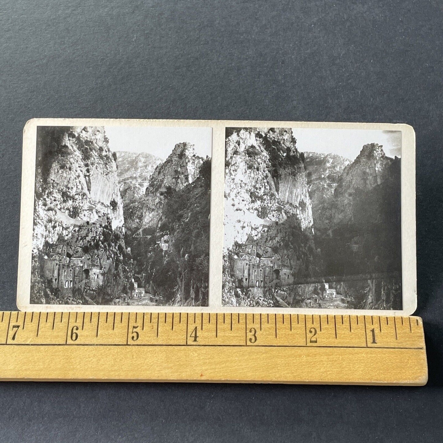 Antique 1925 Amalfi Coast Salerno Italy OOAK Stereoview Photo Card P3274