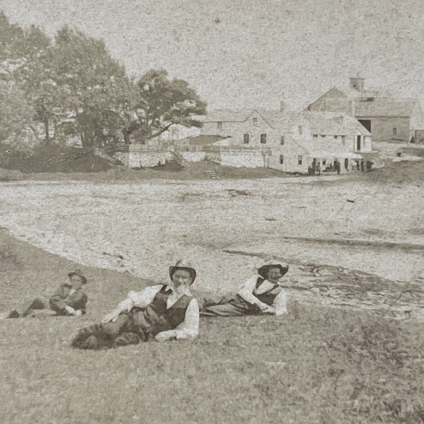 Antique 1860s Ipswich Bluffs Plum Island MA Stereoview Photo Card V2111