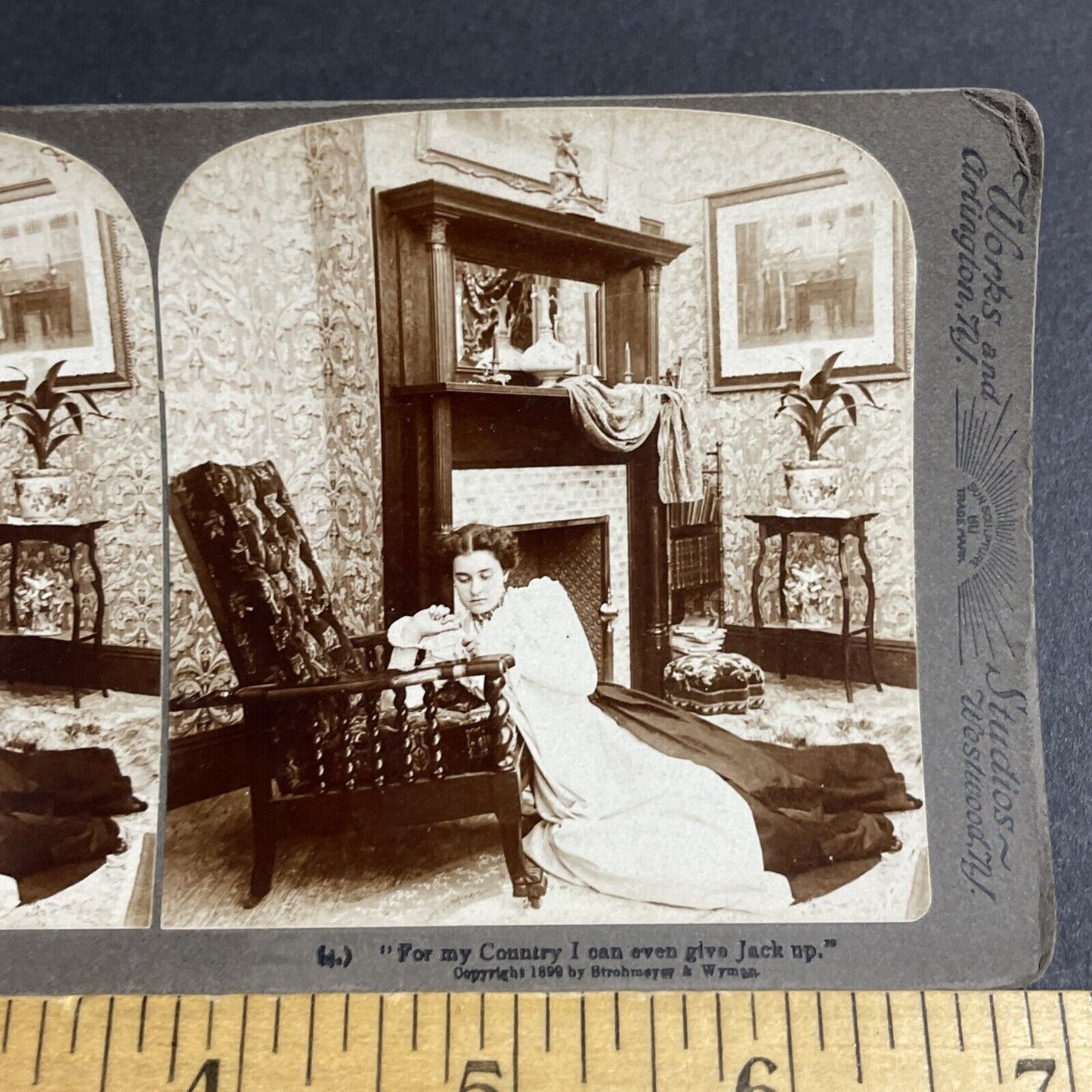 Antique 1899 Womans Husband Dies While At War Stereoview Photo Card P4740