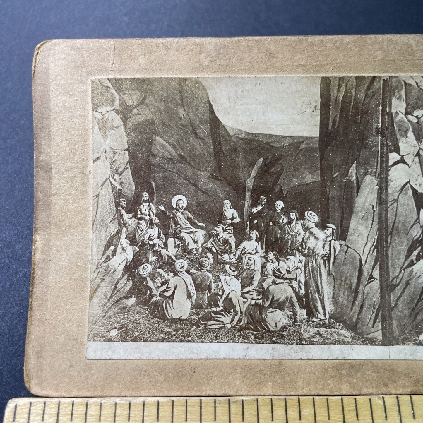 Antique 1860s Jesus And The Sermon On The Mount Stereoview Photo Card P3405