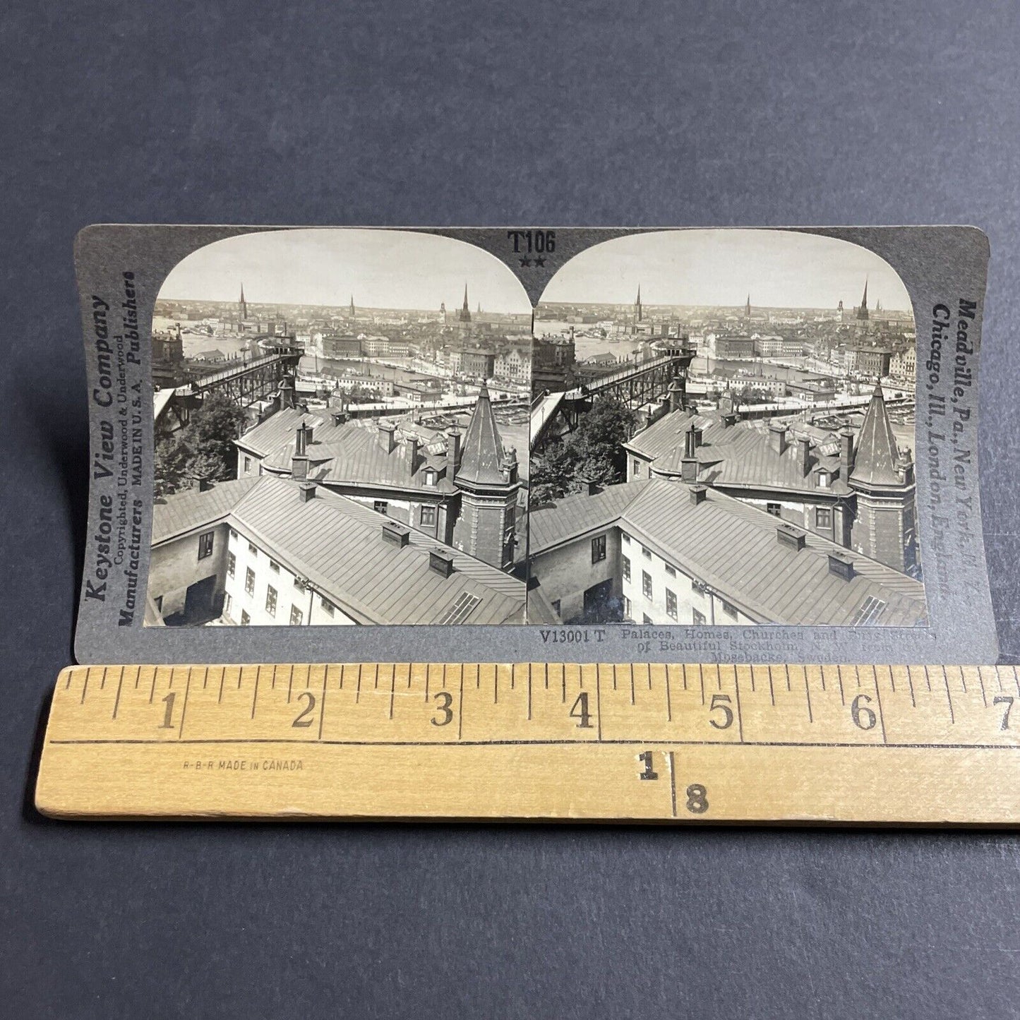 Antique 1910s Stockholm Sweden City View Stereoview Photo Card P5061