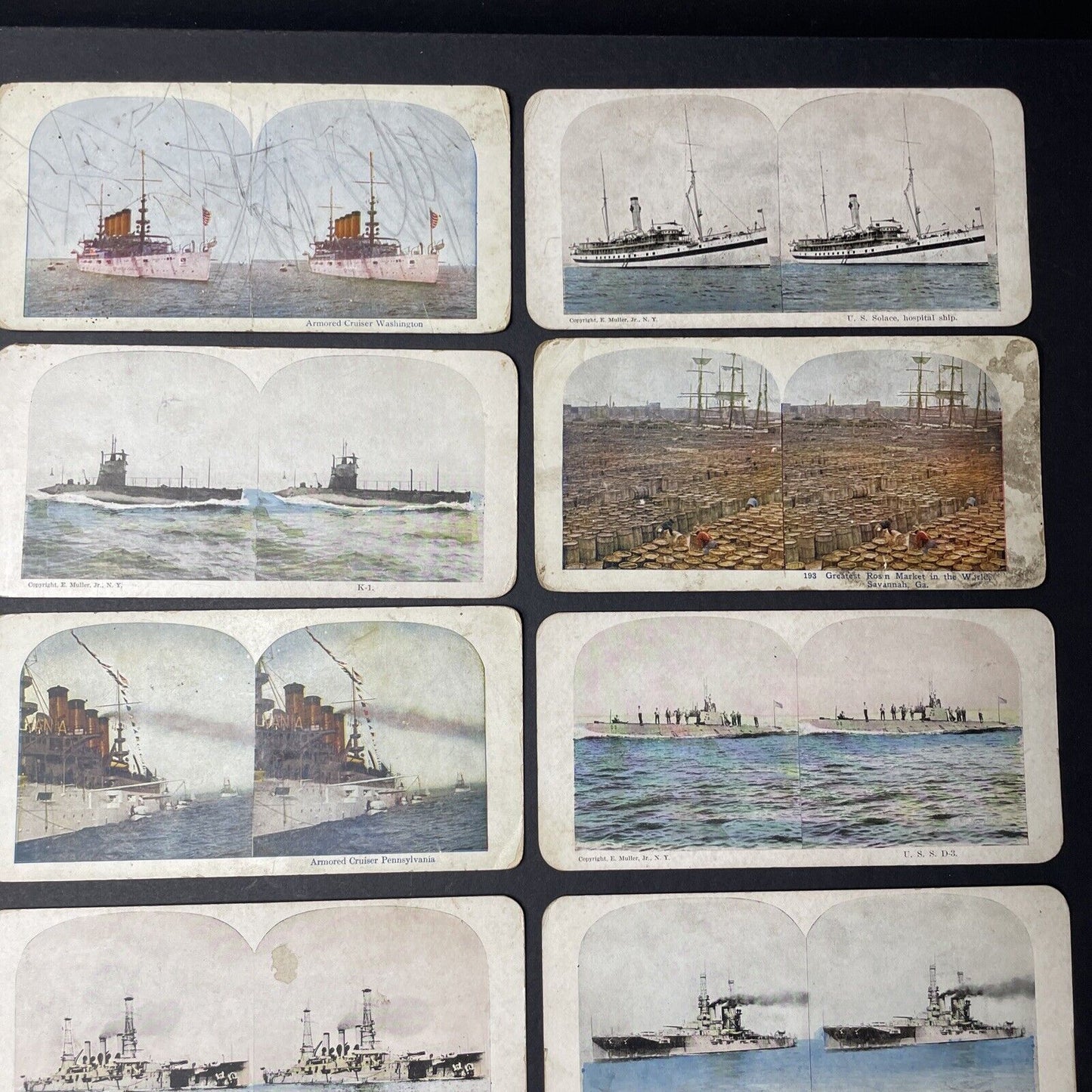 Lot Of 35 Battleships Navy Sailors Military Stereoview Photo Cards Antique c1925