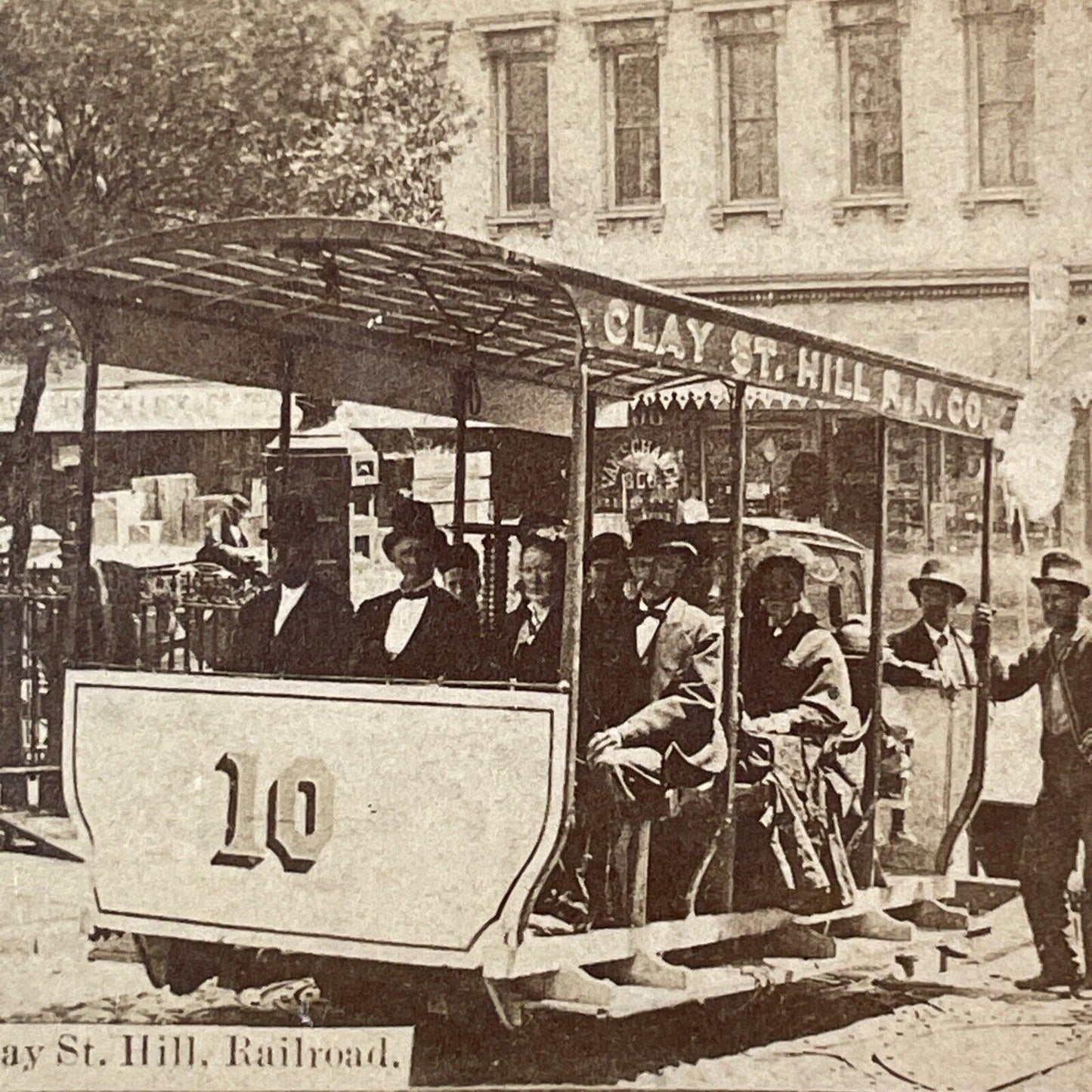 Clay Street Hill Railroad First Trip Stereoview San Francisco Antique 1873 X824