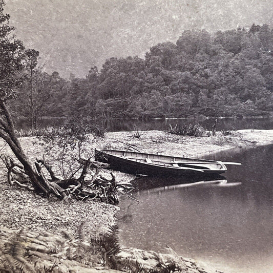 Antique 1860s Fishing Boat On Loch Katrine Scotland Stereoview Photo Card P1413