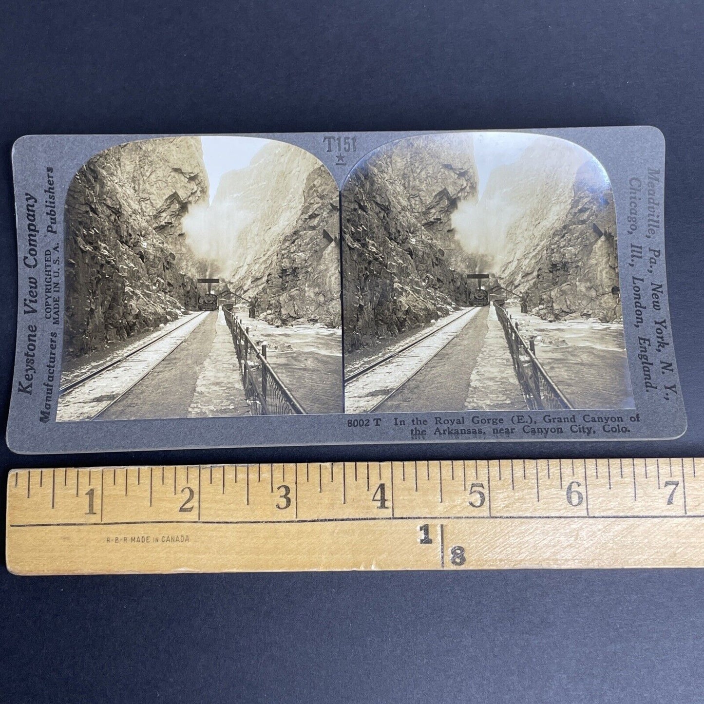 Antique 1905 Train Rail Pass Canyon City Colorado Stereoview Photo Card P905