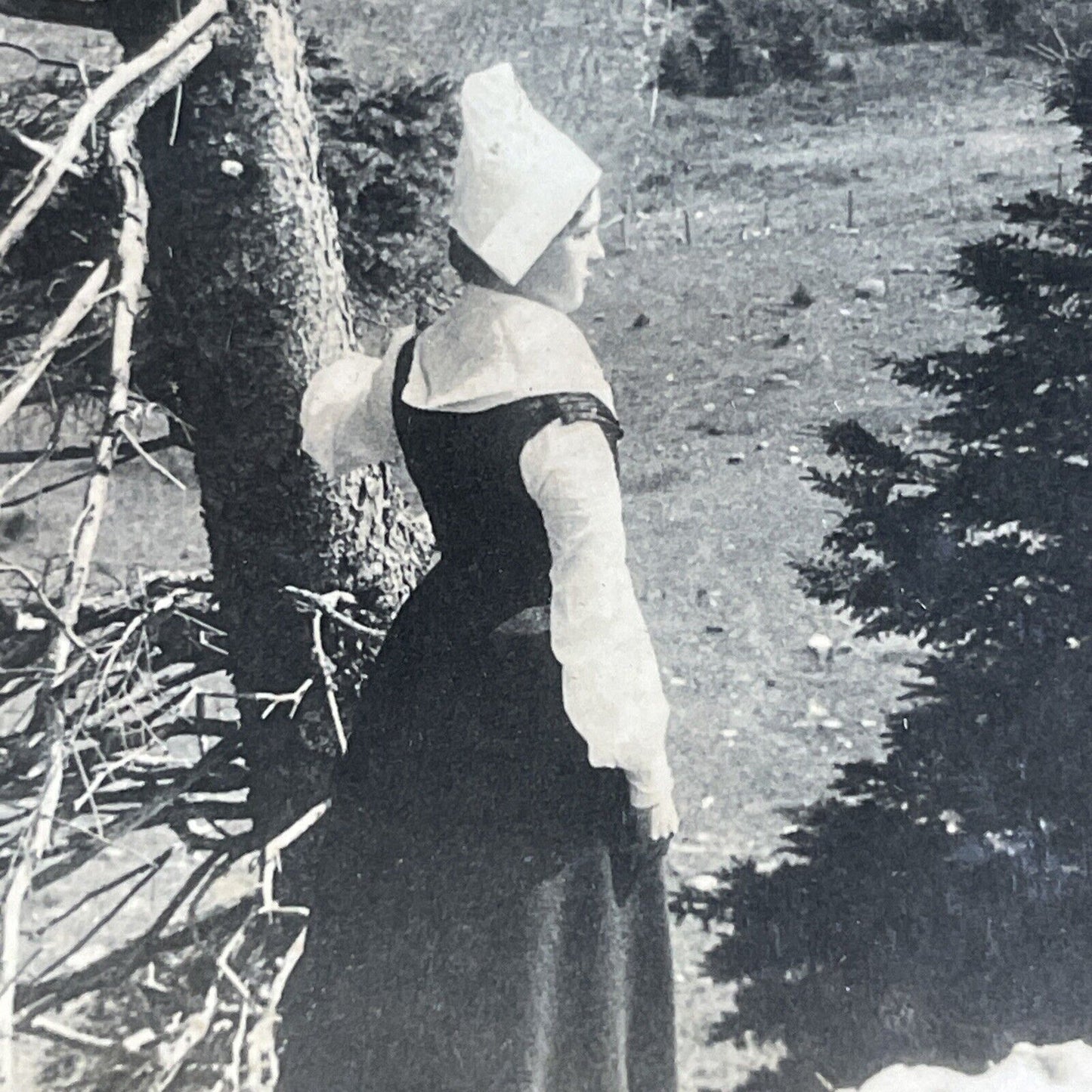 Antique 1910s Acadian Acadia Girl Nova Scotia Canada Stereoview Photo Card P4928