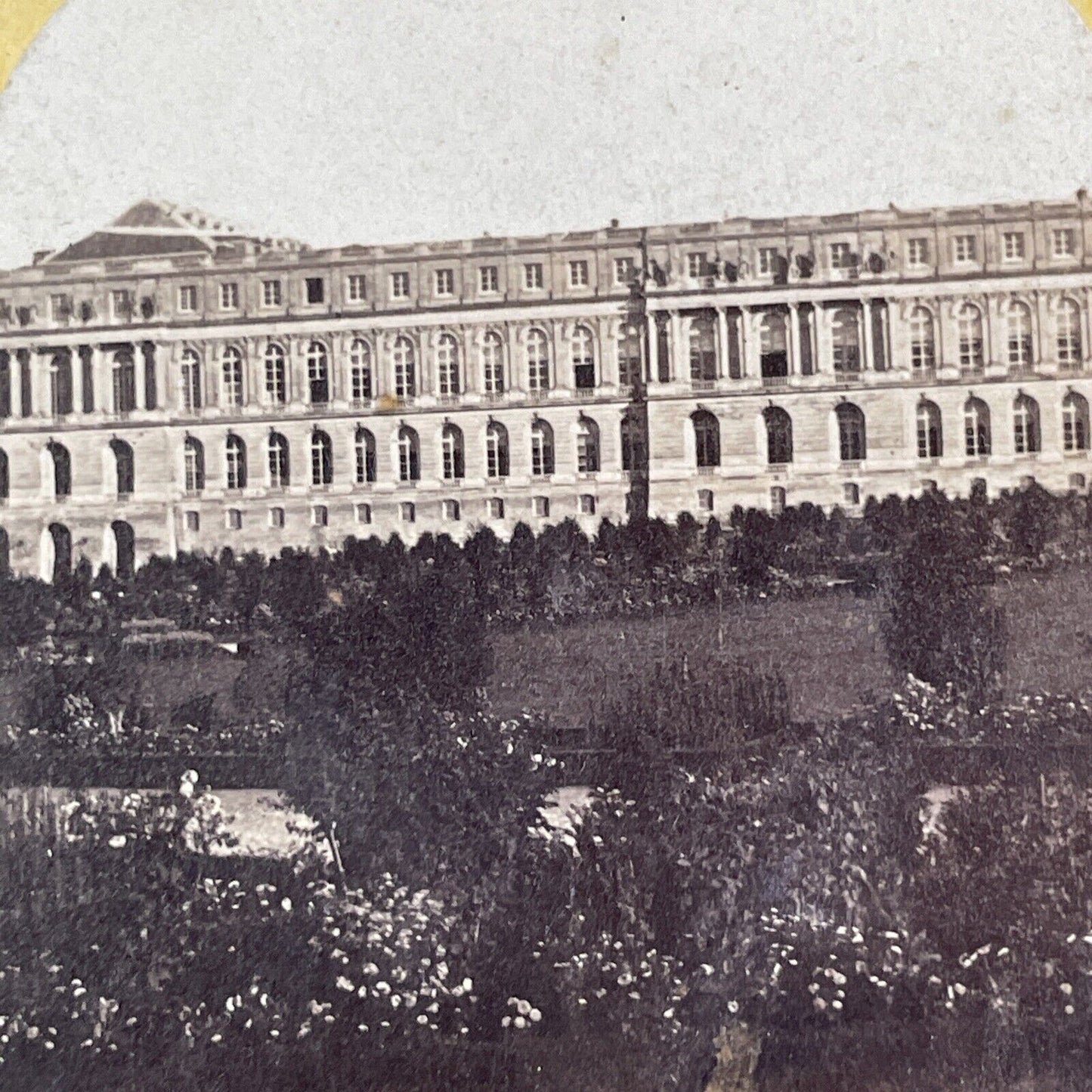 Versailles Palace Paris France Stereoview Yellow Card Antique c1870 X3557