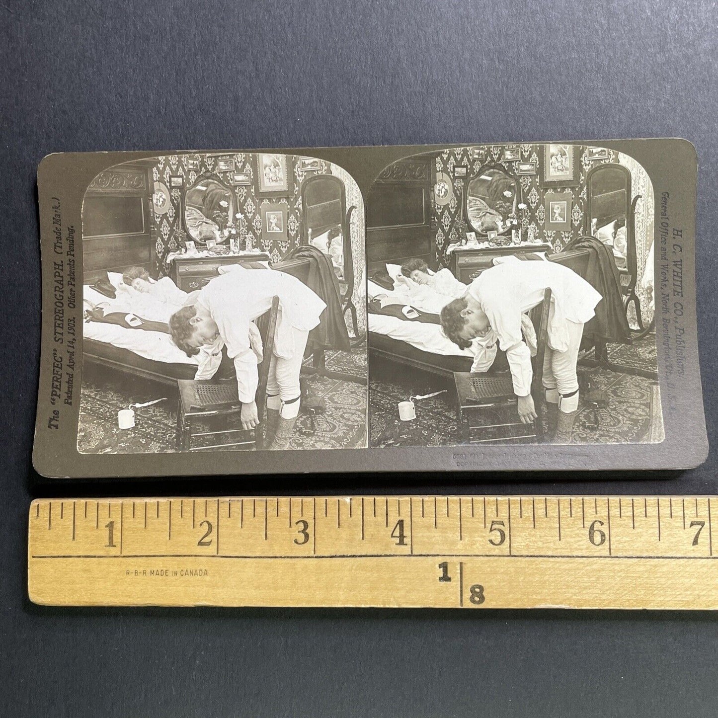 Antique 1903 Husband And Wife Pass Out Drunk Stereoview Photo Card P1646