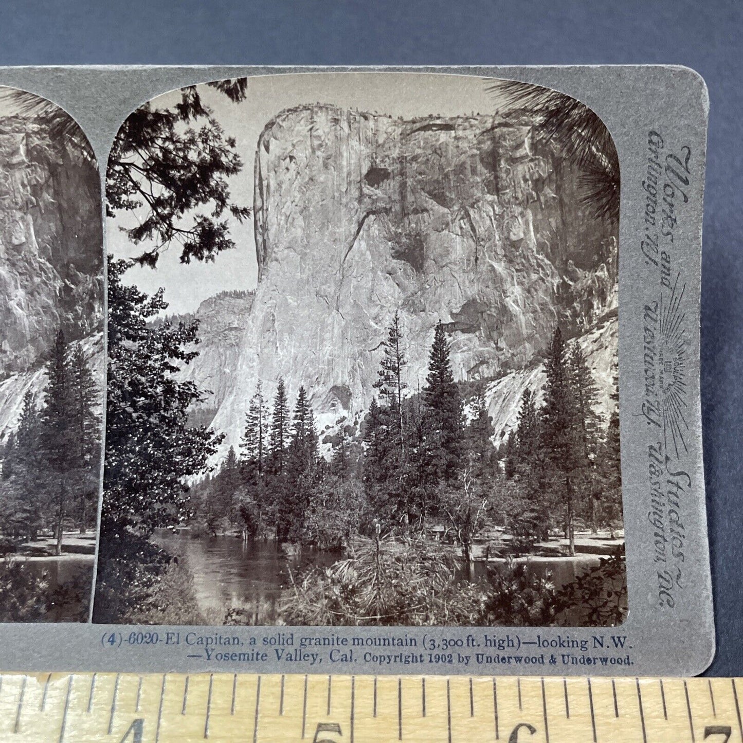 Antique 1902 El Capitan Mountain Yosemite California Stereoview Photo Card V2158