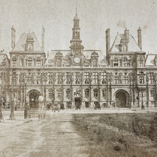 Antique 1870s Hotel De Ville Paris France Stereoview Photo Card V3334