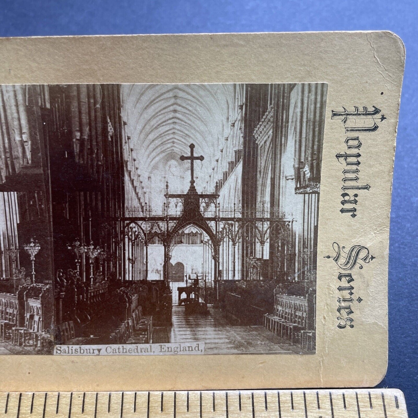 Antique 1860s Salisbury Cathedral England Stereoview Photo Card P2099