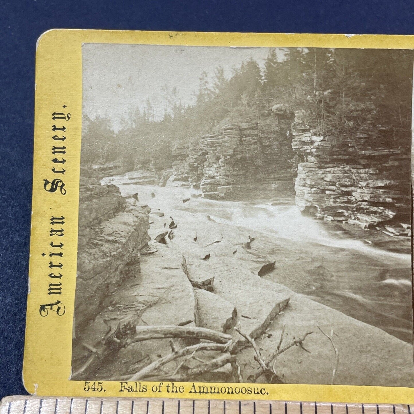 Antique 1870s Ammonoosuc Falls New Hampshire Stereoview Photo Card V1853