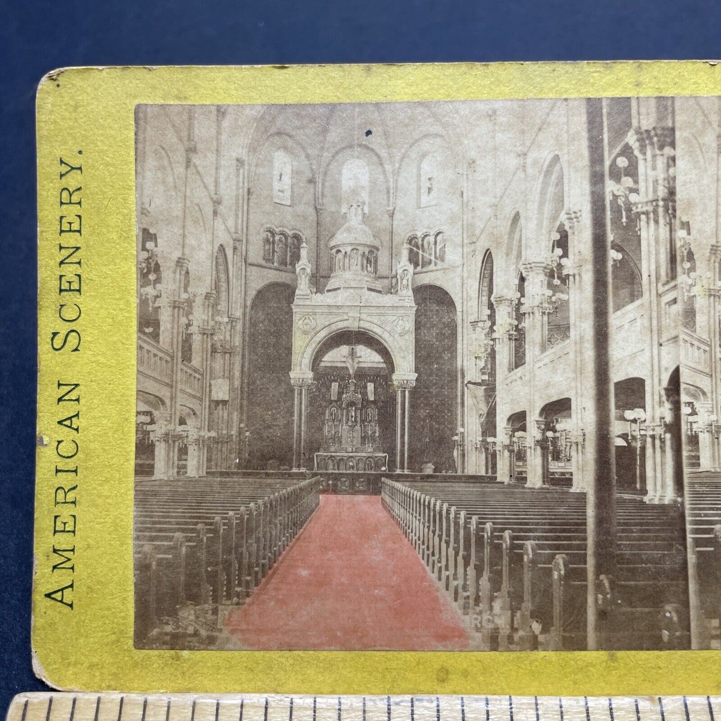 Antique 1870s Ornate Synagogue (Manhattan New York?) Stereoview Photo Card P1900