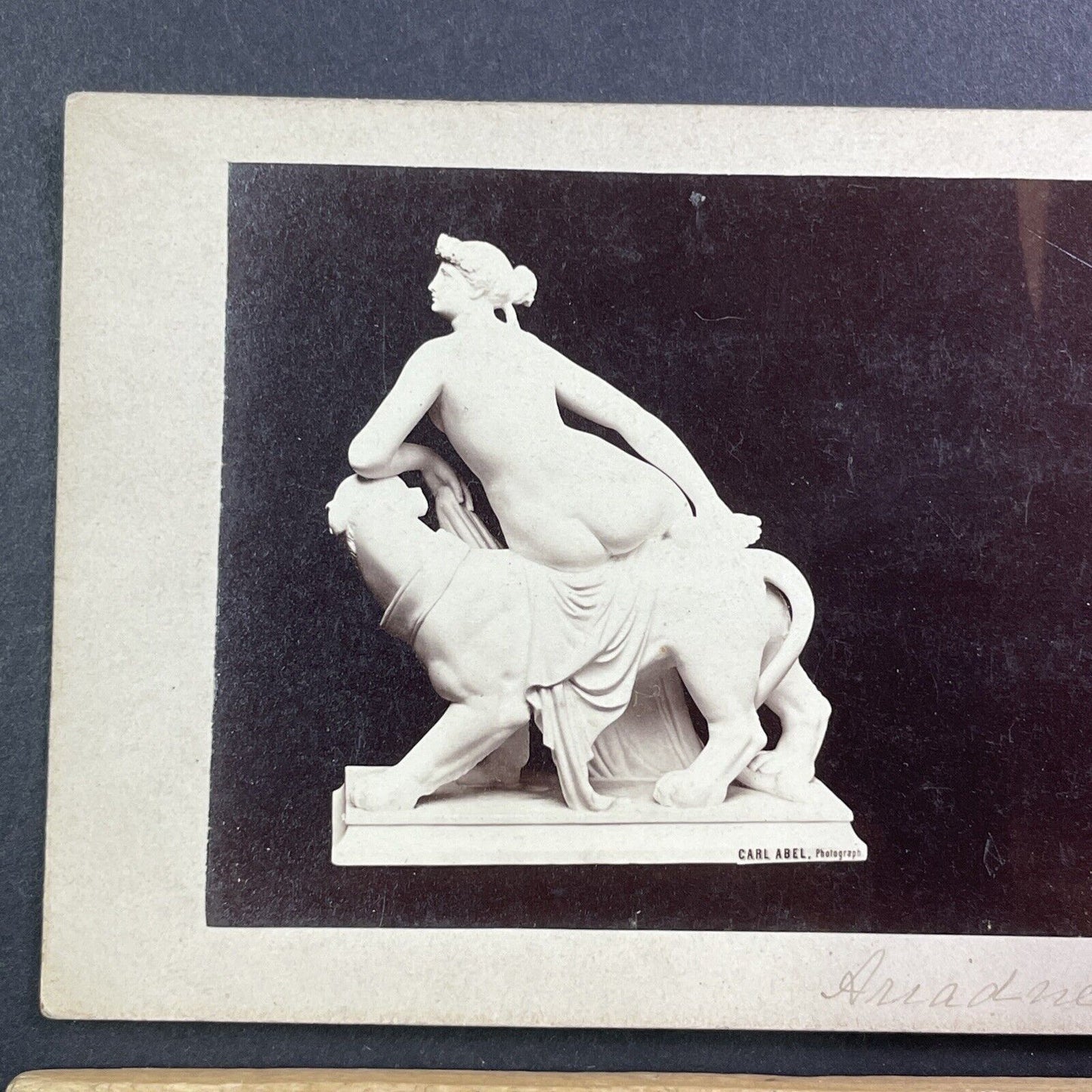 Sculpture of Ariadne (Rear View) Stereoview Carl Abel Antique c1860s Y014