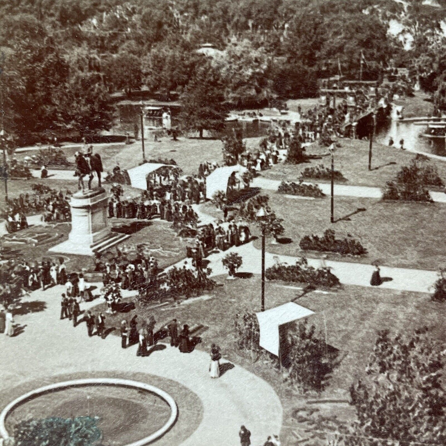 Antique 1895 Christian Endeavour Crowd Boston Common Stereoview Photo Card V1868