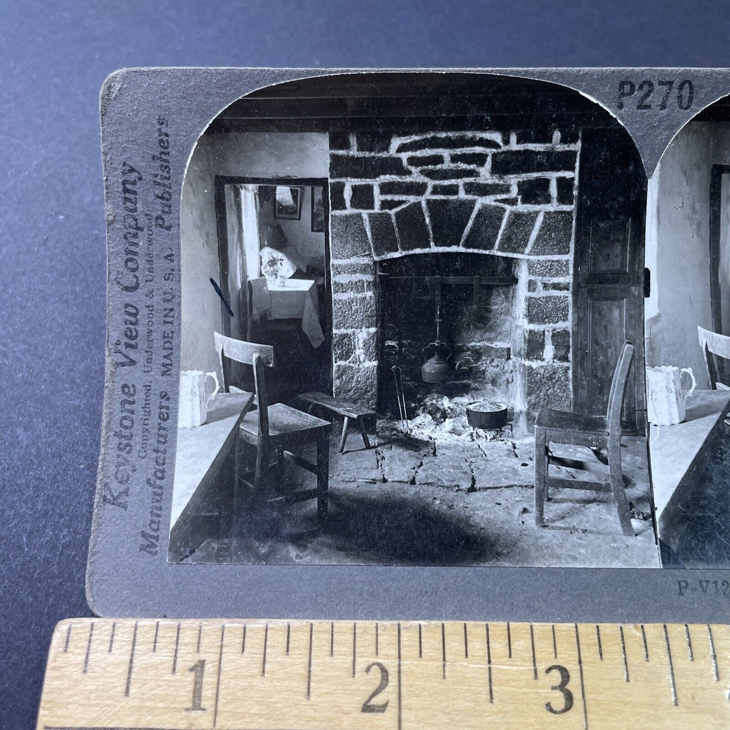 Antique 1899 A Peat Stone Fireplace In Rural Ireland Stereoview Photo Card P2833