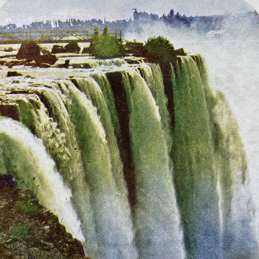 Antique 1898 Niagara Falls New York Top Of Falls Stereoview Photo Card P3107