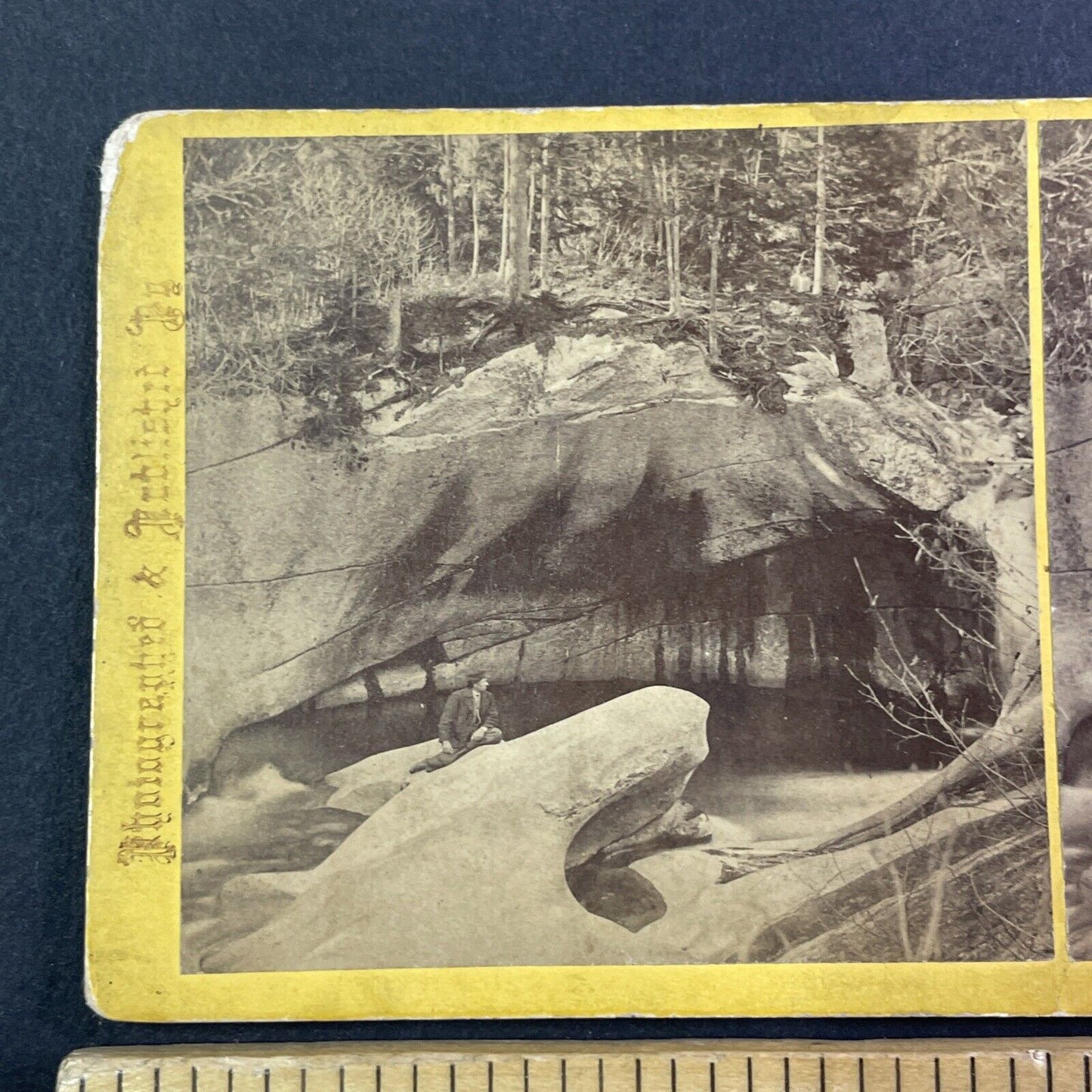 Franconia Notch Basin Stereoview New Hampshire F.G. Weller c1870s Y928