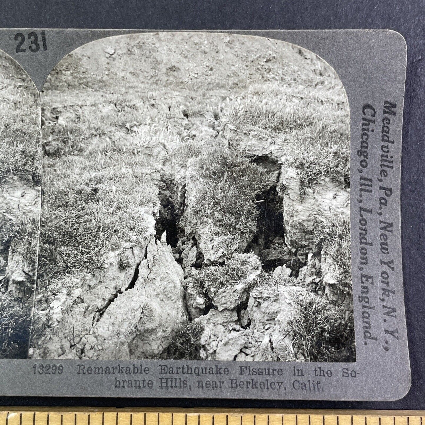 Earthquake Fissure Sobrante Hills Stereoview Berkeley California c1909 Y2755