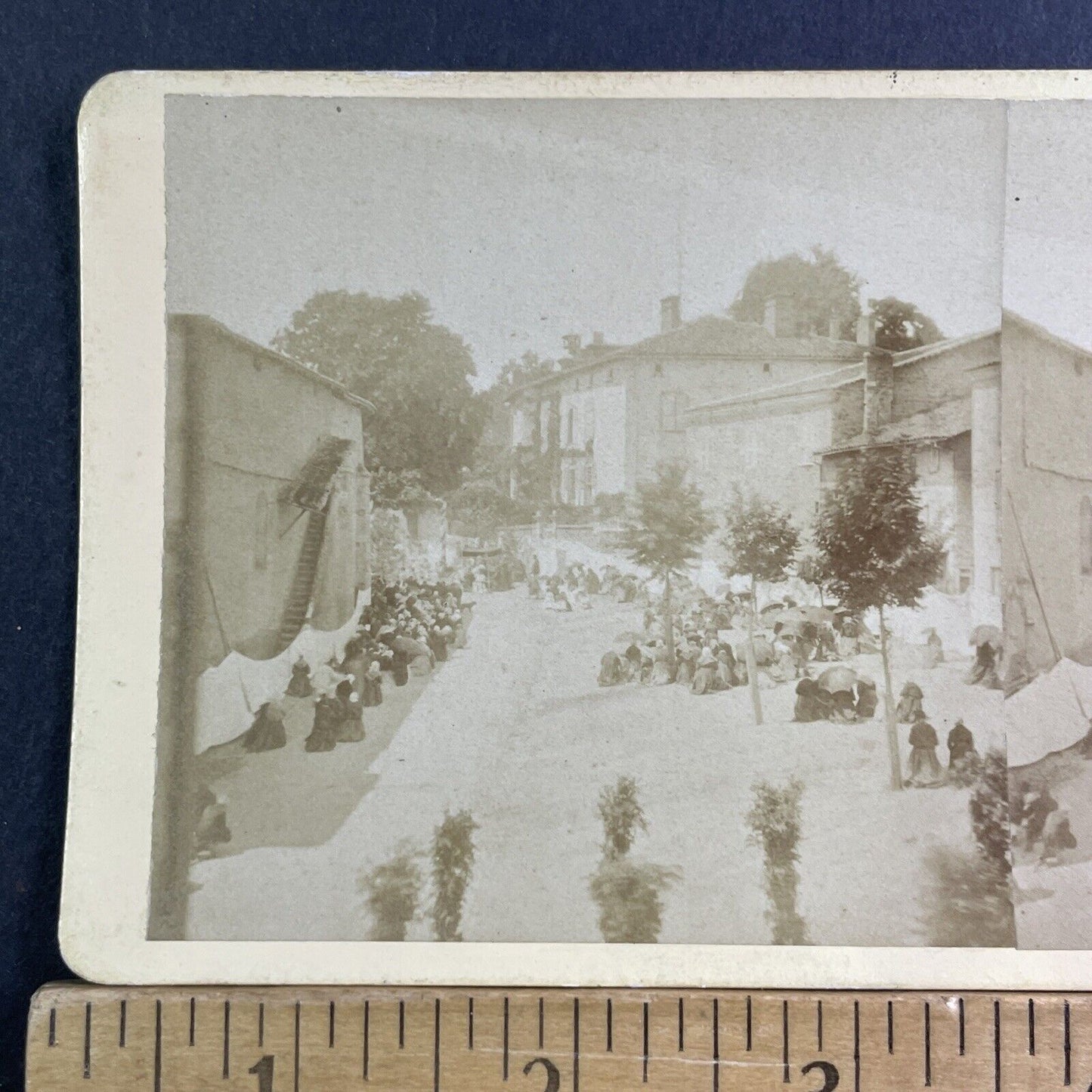 Funeral Procession Count Maxence de Grassin Stereoview Antique c1876 X1549