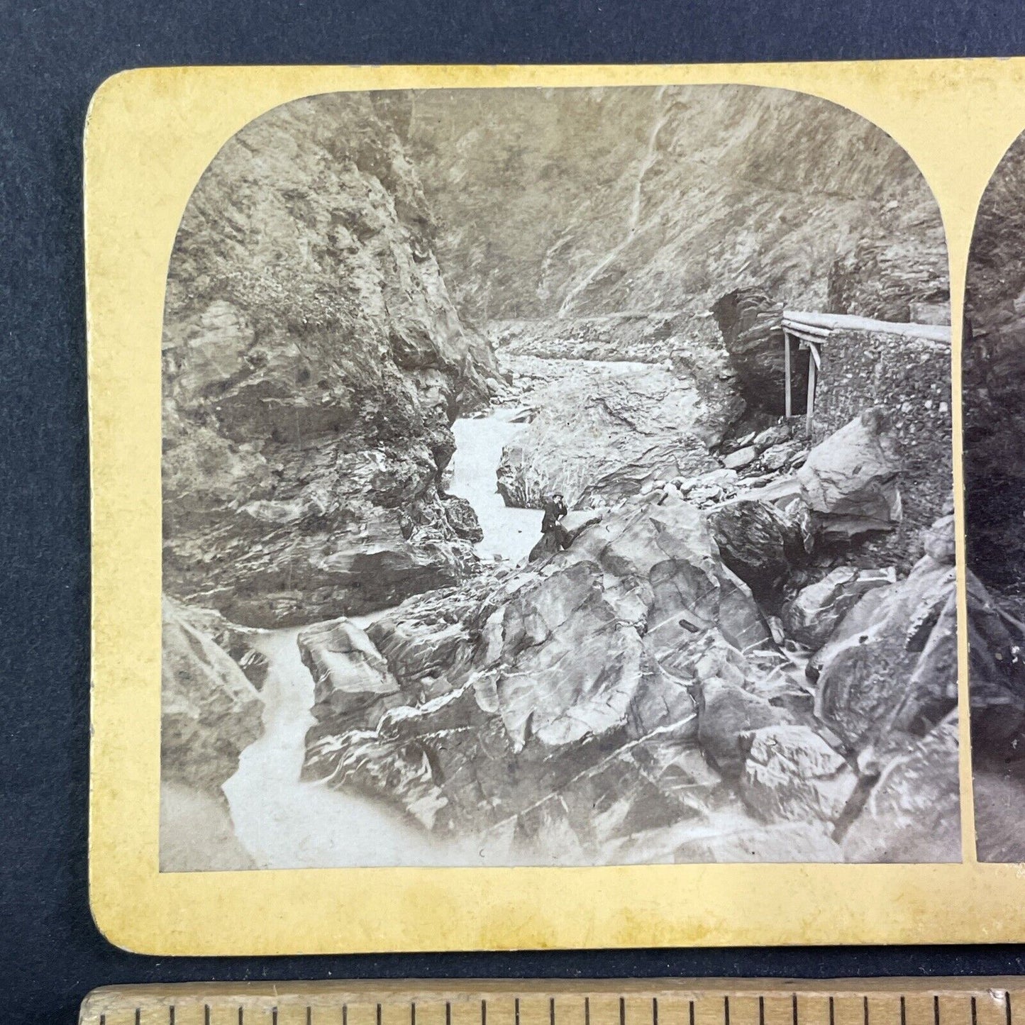 Mine Shaft in Lochezen Switzerland Stereoview Walenstadt Antique c1875 X3845