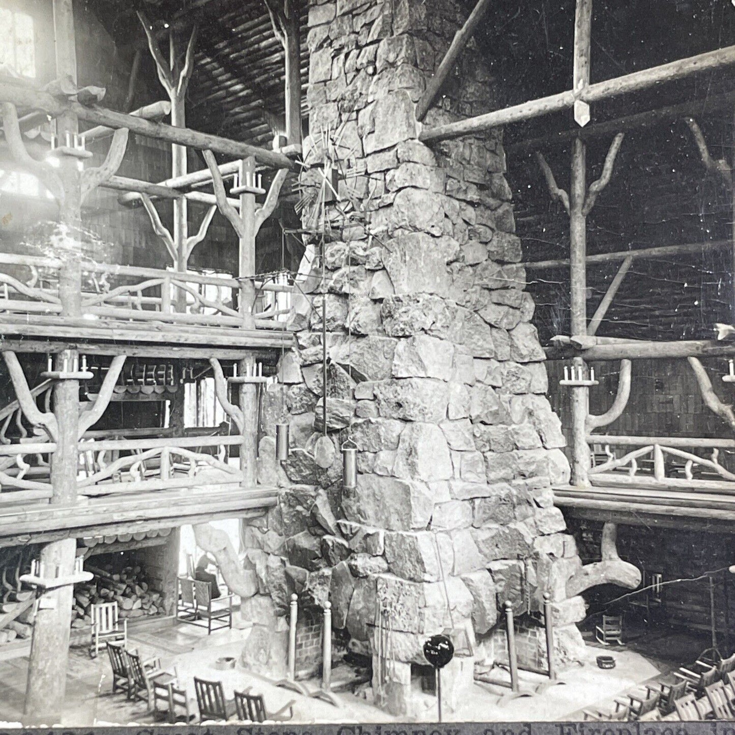 The Great Stone Chimney Stereoview Yellowstone Park Wyoming Antique c1909 Y121