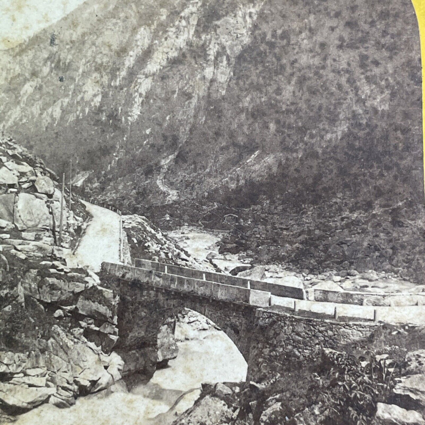 St. Gotthard Pass Switzerland Stereoview Adolfe Braun Antique c1870 X3602