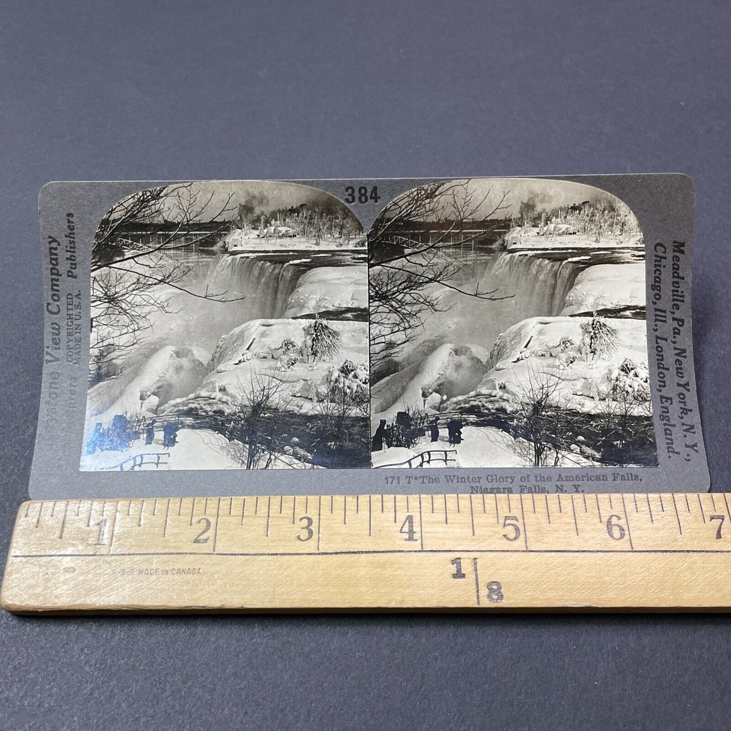 Antique 1910s Niagara Falls New York On Winter Stereoview Photo Card V2192