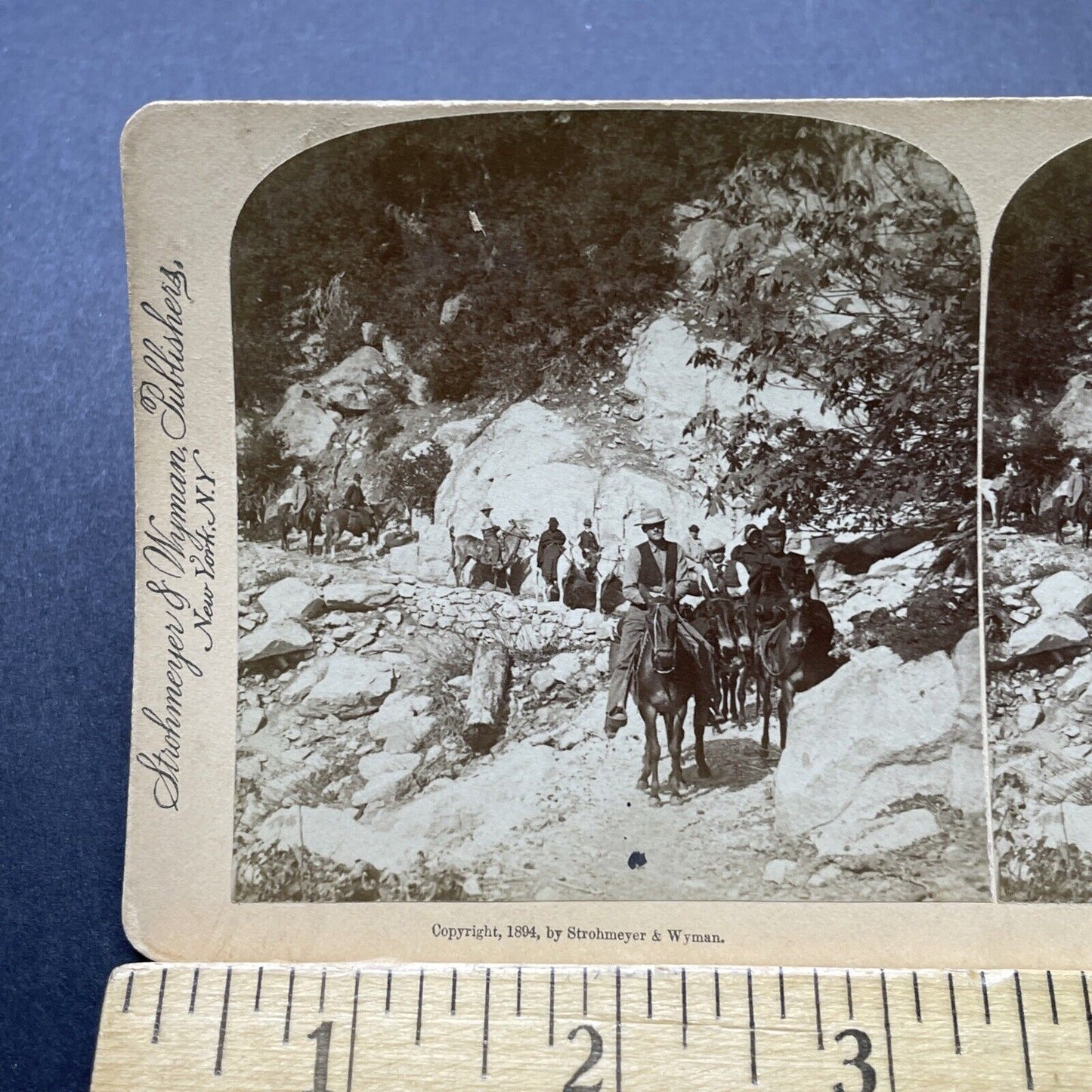 Antique 1894 Tourists On Horseback Yosemite Park CA Stereoview Photo Card P2359