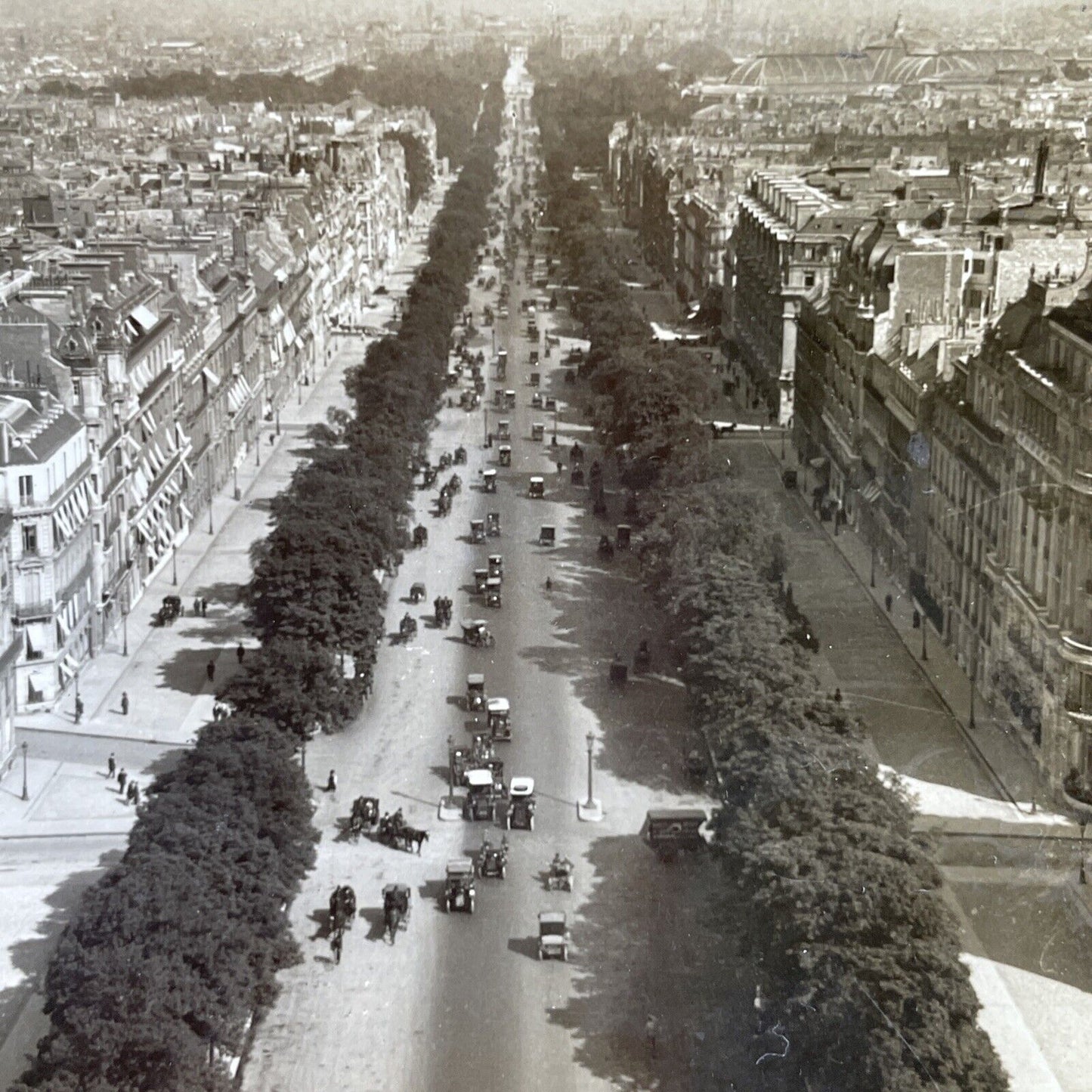 Antique 1910s Main Street In Paris France Stereoview Photo Card P2795